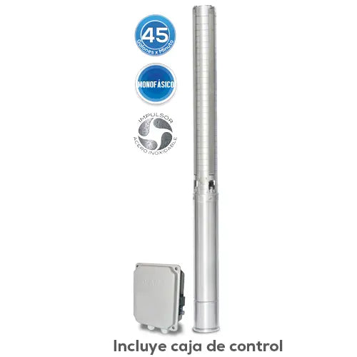 Equipo de Riego 45GPM Inox 1.5HP 250 LPM 220 V monofásico Marca EVANS. Modelo: SD445ME150G3I