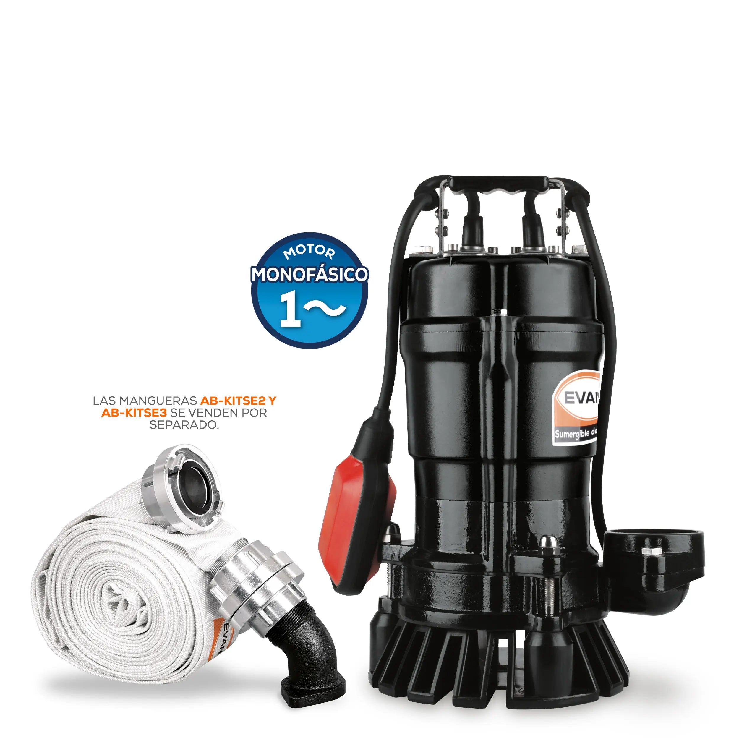 Bomba sumergible para aguas residuales 1 HP 115 V monofásico 150 LPM Marca EVANS. Modelo: SE3ME100F-F
