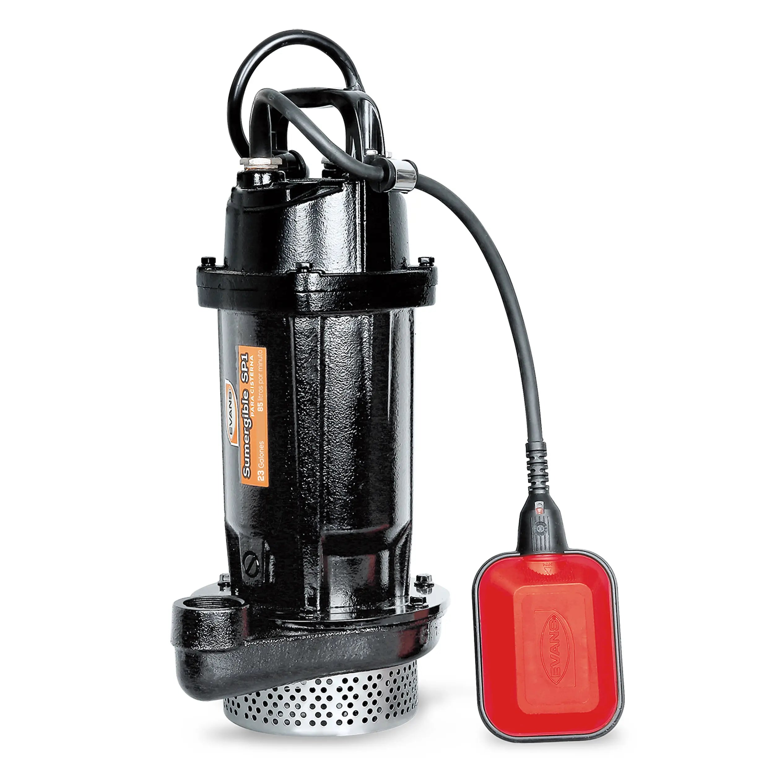 Bomba sumergible para cisterna 1 HP 190 LPM 127 V monofásico Marca EVANS. Modelo: SP1ME100H