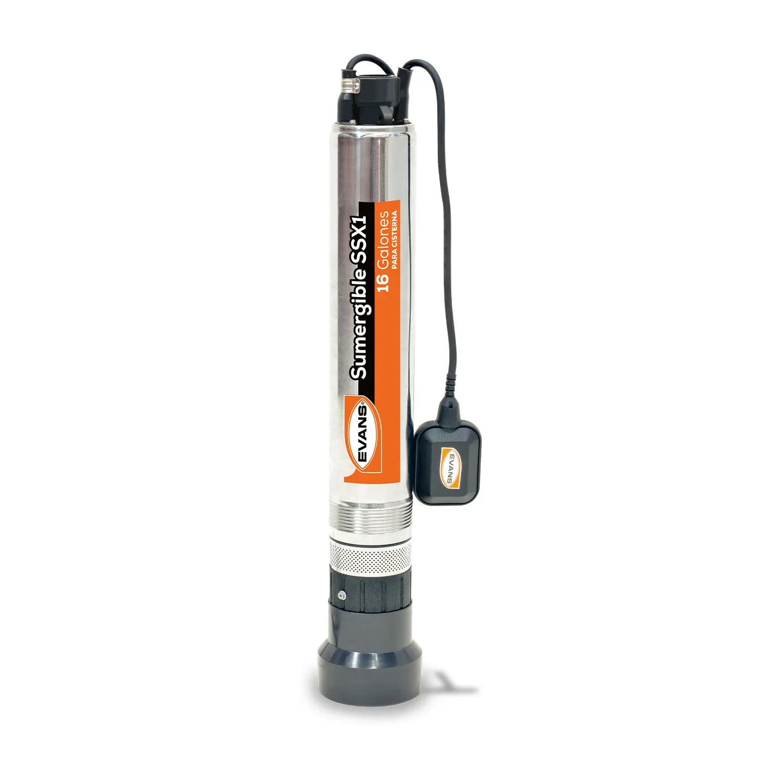 Bomba sumergible para cisterna 1 HP 115 V monofásico Marca EVANS. Modelo: SSX1ME100F2C-F