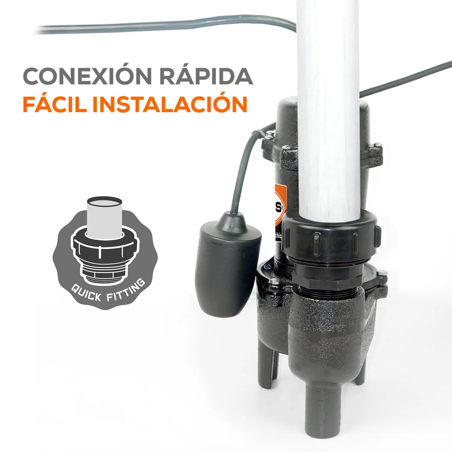Bomba sumergible para aguas residuales 1/2 HP 200 LPM 115 V monofásico Marca EVANS. Modelo: SV2ME040