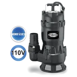 Bomba sumergible para aguas residuales 1/2 HP 115 V monofásico 168 LPM Marca EVANS. Modelo: SV2ME050F
