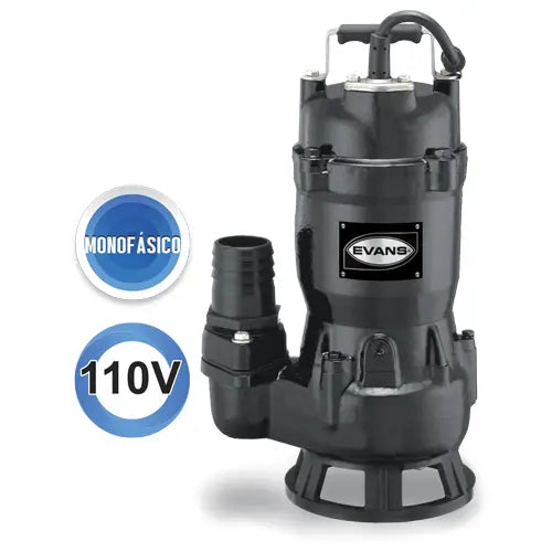 Bomba sumergible para aguas residuales 1 HP 115 V monofásico 210 LPM Marca EVANS. Modelo: SV2ME100F