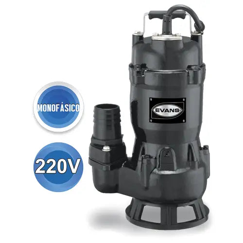 Bomba sumergible para aguas residuales 1 HP 220 V monofásico 210 LPM Marca EVANS. Modelo: SV2ME100G