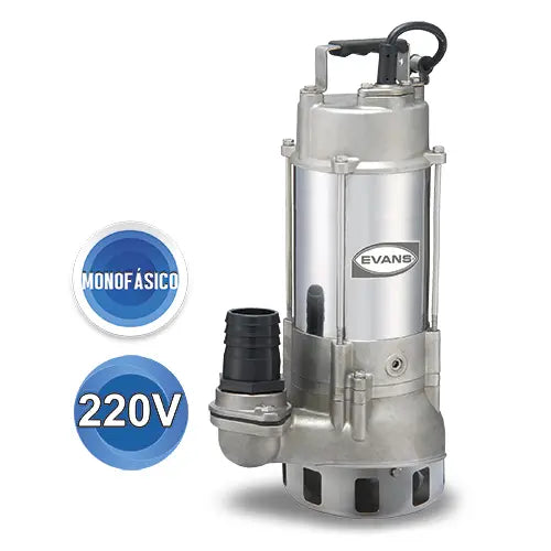 Bomba sumergible para aguas residuales 1 HP 220 V monofásico 185 LPM Marca EVANS. Modelo: SV2ME100G-I