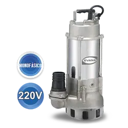 Bomba sumergible para aguas residuales 1 HP 220 V monofásico 185 LPM Marca EVANS. Modelo: SV2ME100G-I