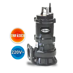 Bomba sumergible para aguas residuales 2 HP 220 V trifásico 360 LPM Marca EVANS. Modelo: SV3ME0200G