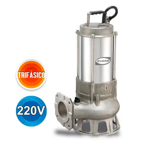Bomba sumergible para aguas residuales 3 HP 220 V trifásico 480 LPM Marca EVANS. Modelo: SV3ME0300G-I