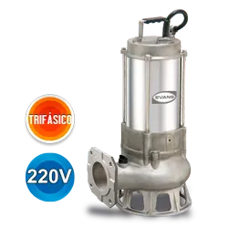 Bomba sumergible para aguas residuales 3 HP 220 V trifásico 480 LPM Marca EVANS. Modelo: SV3ME0300G-I