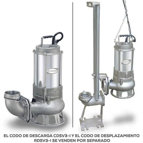 Bomba sumergible para aguas residuales 3 HP 220 V trifásico 480 LPM Marca EVANS. Modelo: SV3ME0300G-I