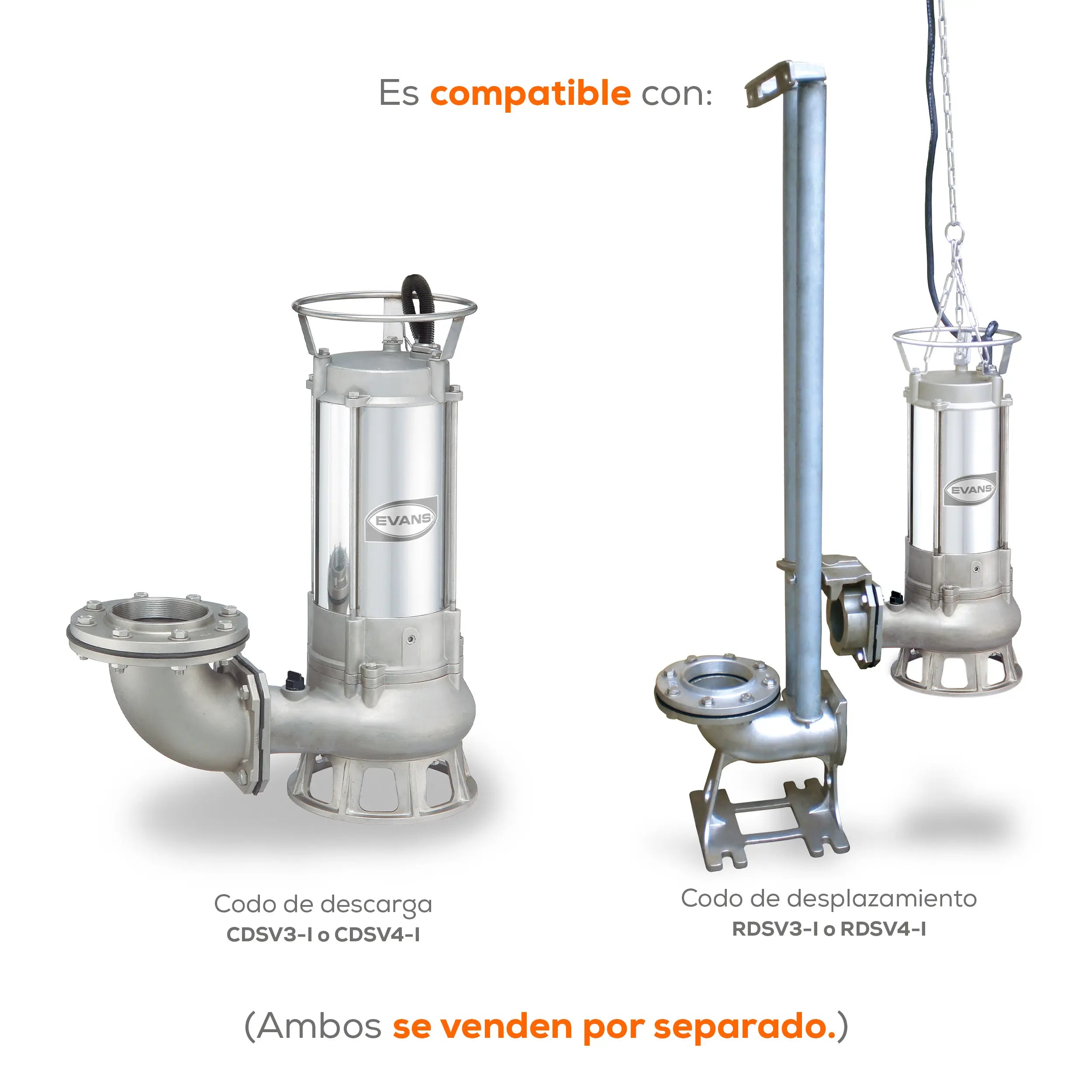 Bomba sumergible para aguas residuales 10 HP 1320 LPM 220 V trifásico Marca EVANS. Modelo: SV3ME1000G-I