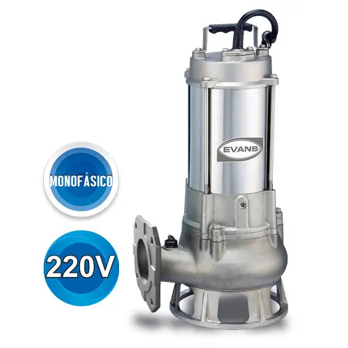 Bomba sumergible para aguas residuales 2 HP 220 V monofásico 240 LPM Marca EVANS. Modelo: SV3ME200G-I