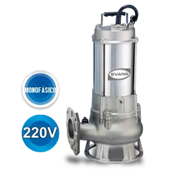 Bomba sumergible para aguas residuales 2 HP 220 V monofásico 240 LPM Marca EVANS. Modelo: SV3ME200G-I
