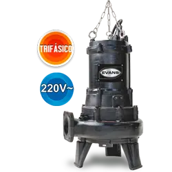 Bomba sumergible para aguas residuales 7.5 HP 220 V trifásico 1260 LPM Marca EVANS. Modelo: SV4ME0750G