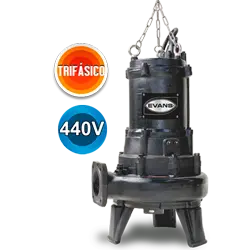Bomba sumergible para aguas residuales 7.5 HP 440 V trifásico 1260 LPM Marca EVANS. Modelo: SV4ME0750H