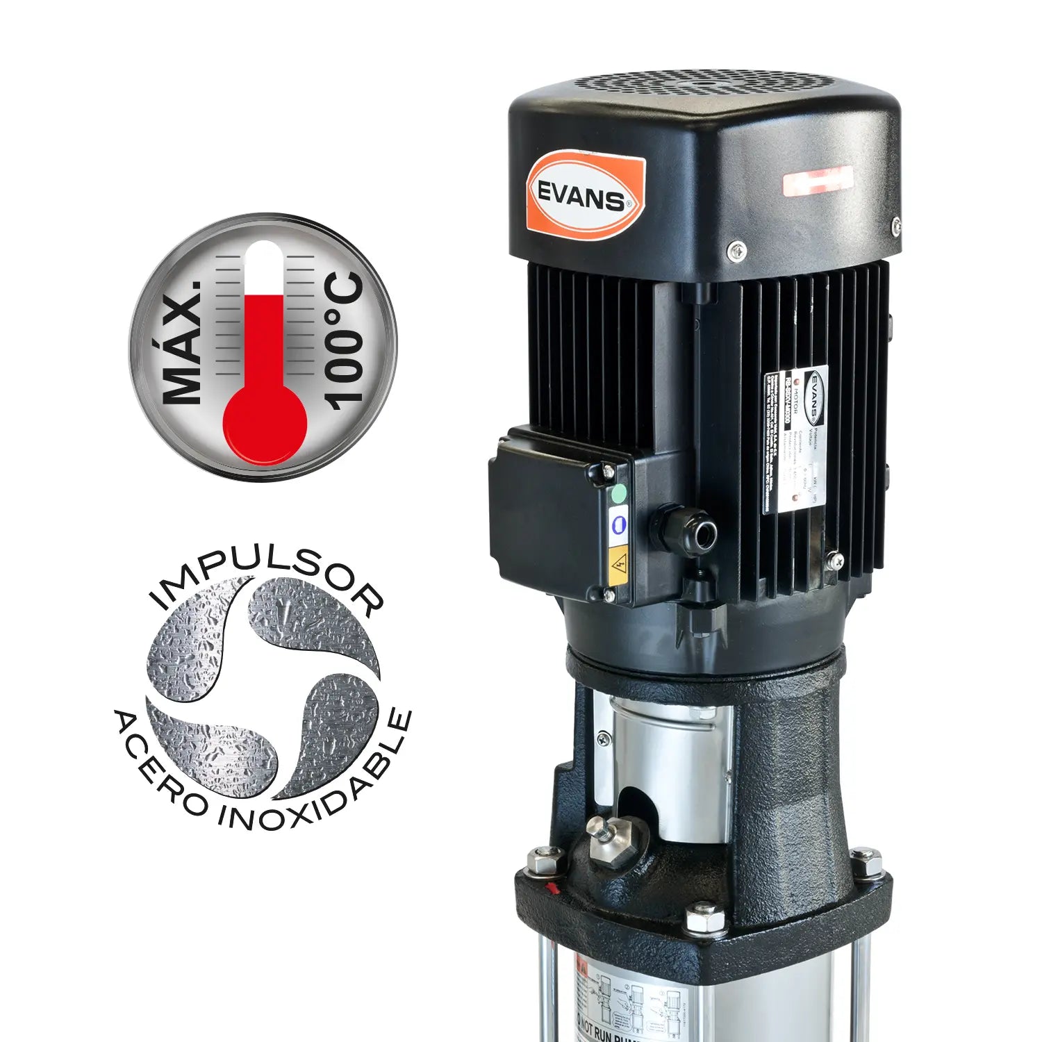 Vertical Multietapas 3hp 200 LPM 220/440 V trifásico Marca EVANS. Modelo: SSXV25ME0300