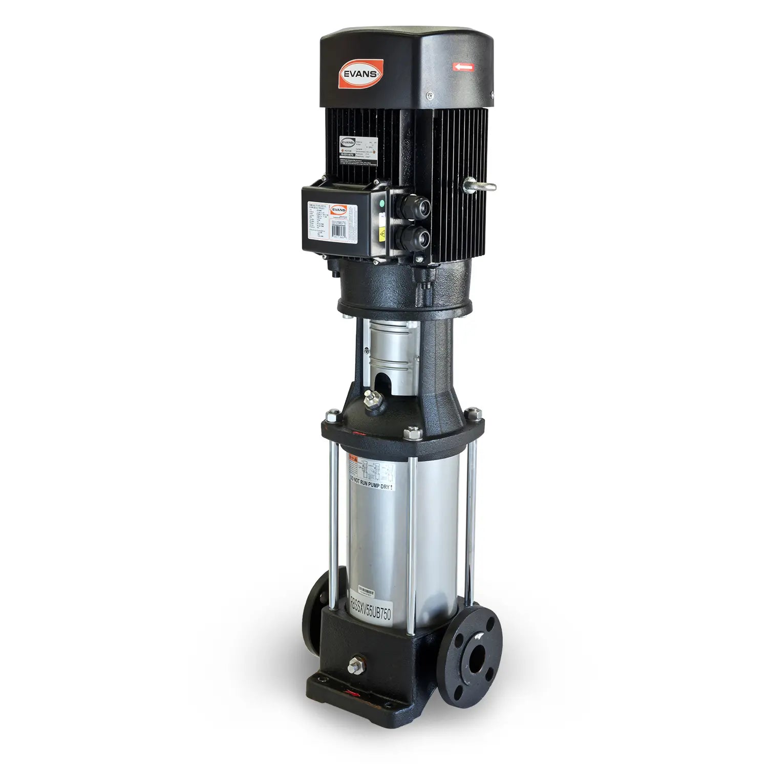 Bomba multietapas 5 HP 300 LPM 220/440 V trifásico Marca EVANS. Modelo: SSXV55ME0500