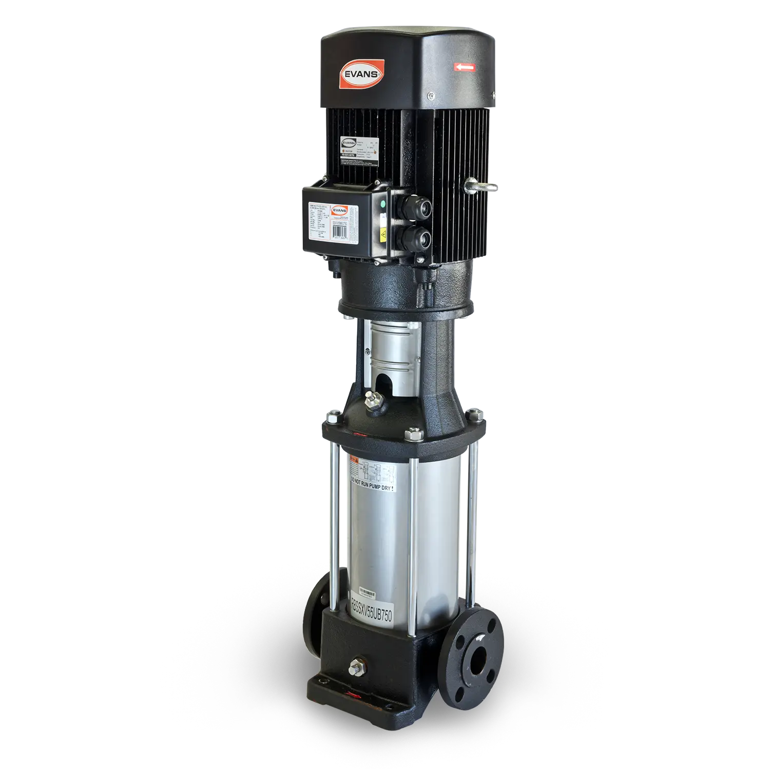 Vertical Multietapas 15hp 300 LPM 220/440 V trifásico Marca EVANS. Modelo: SSXV55ME1500