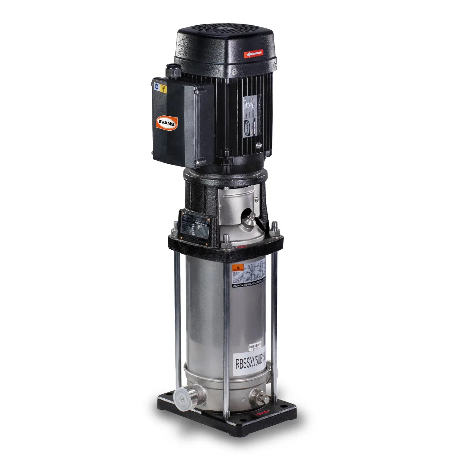 Bomba multietapas 1.5 HP 75 LPM 220/440 V trifásico 73 m Marca EVANS. Modelo: SSXV5ME0150I