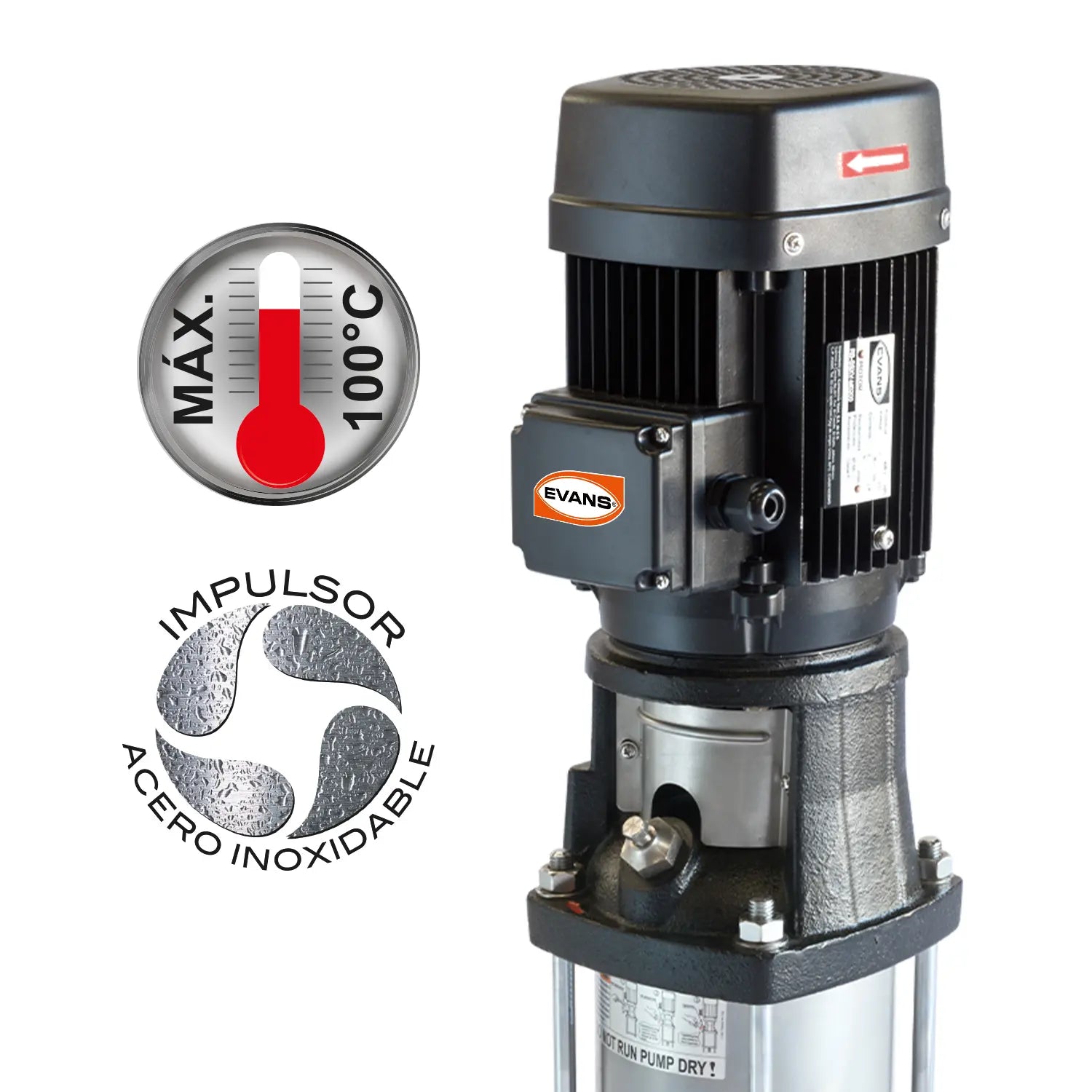 Bomba multietapas 1 HP 75 LPM 115/220 V monofásico 50 m Marca EVANS. Modelo: SSXV5ME100
