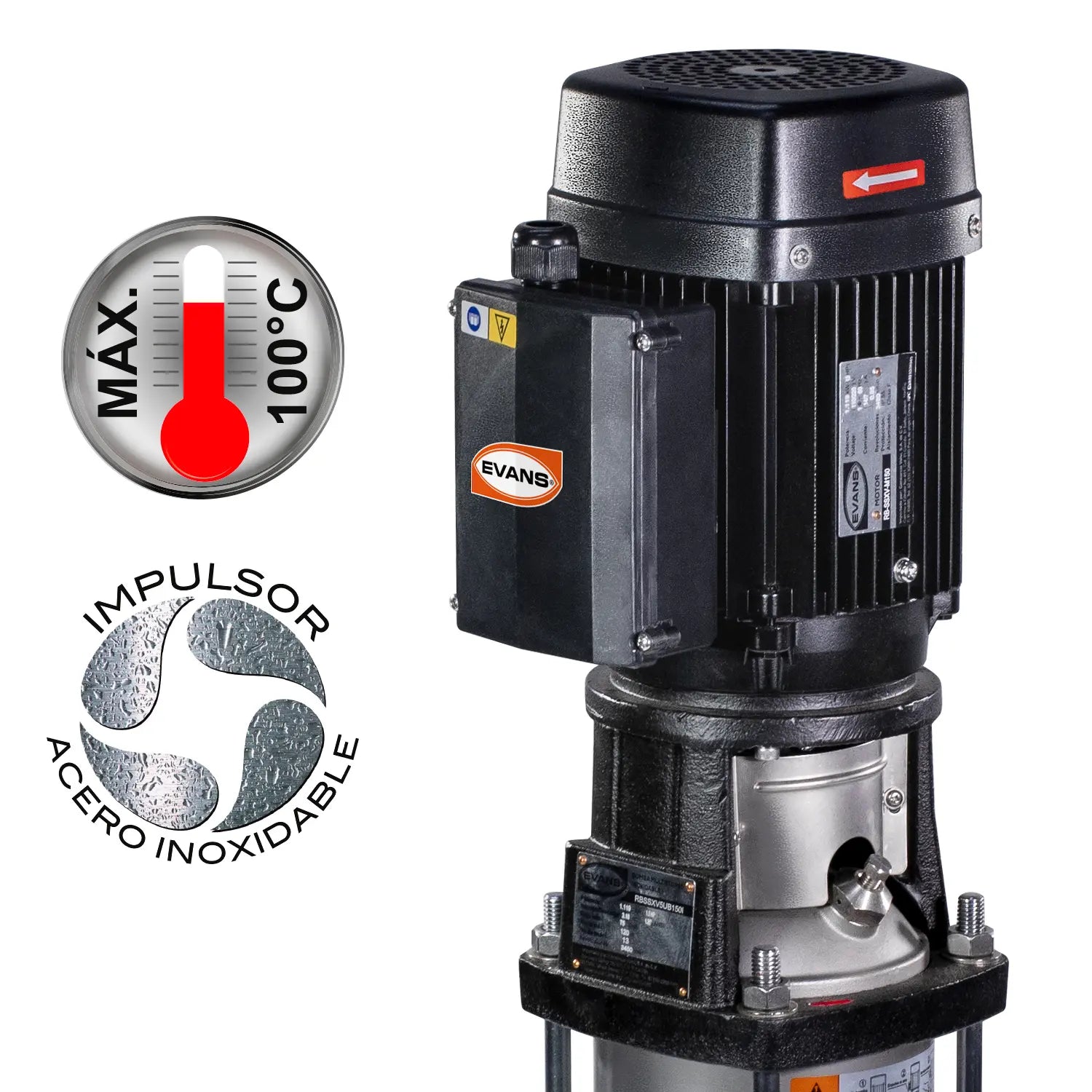 Bomba multietapas 1.5 HP 75 LPM 115/220 V monofásico Marca EVANS. Modelo: SSXV5ME150I