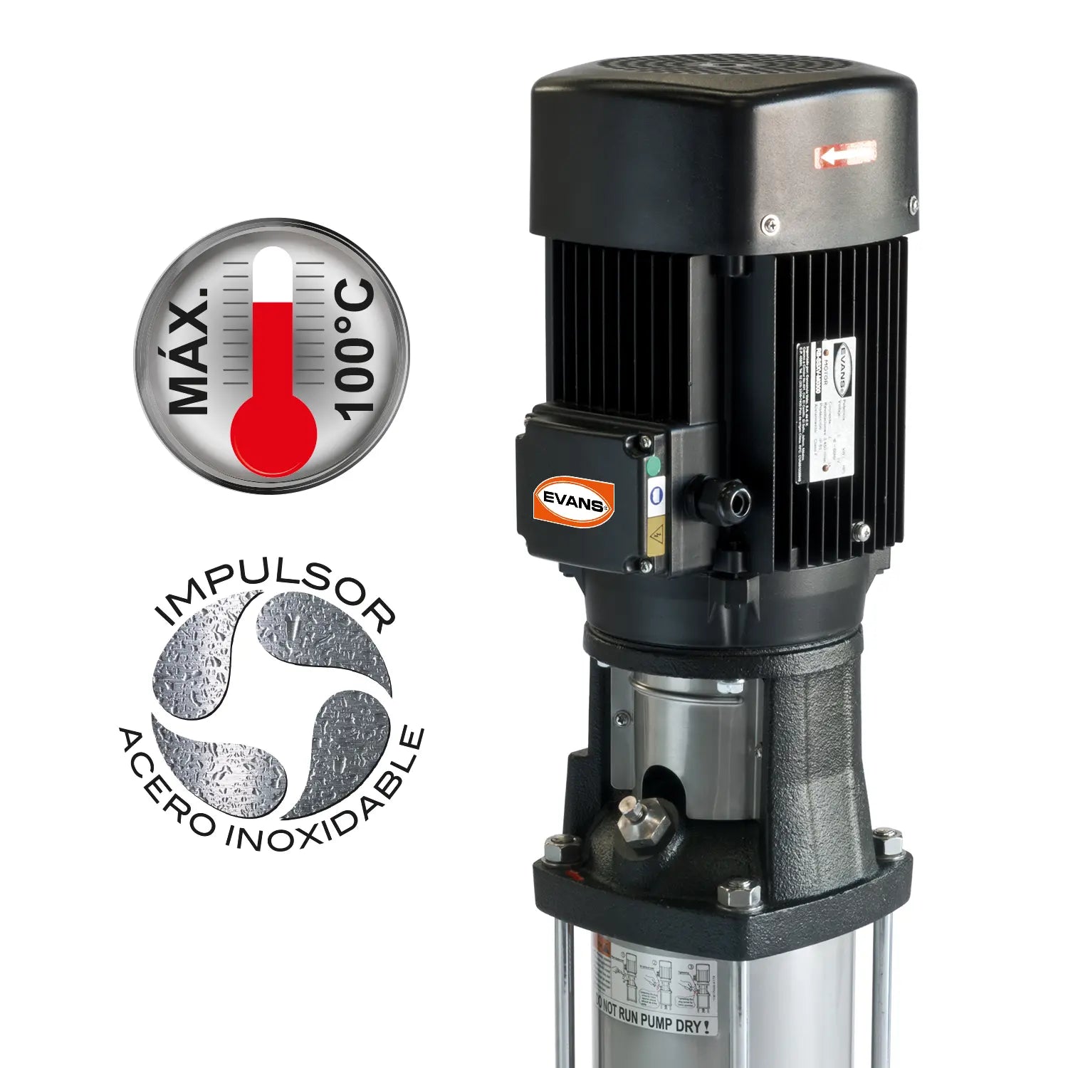 Bomba multietapas 3 HP 75 LPM 220 V monifásico Marca EVANS. Modelo: SSXV5ME300