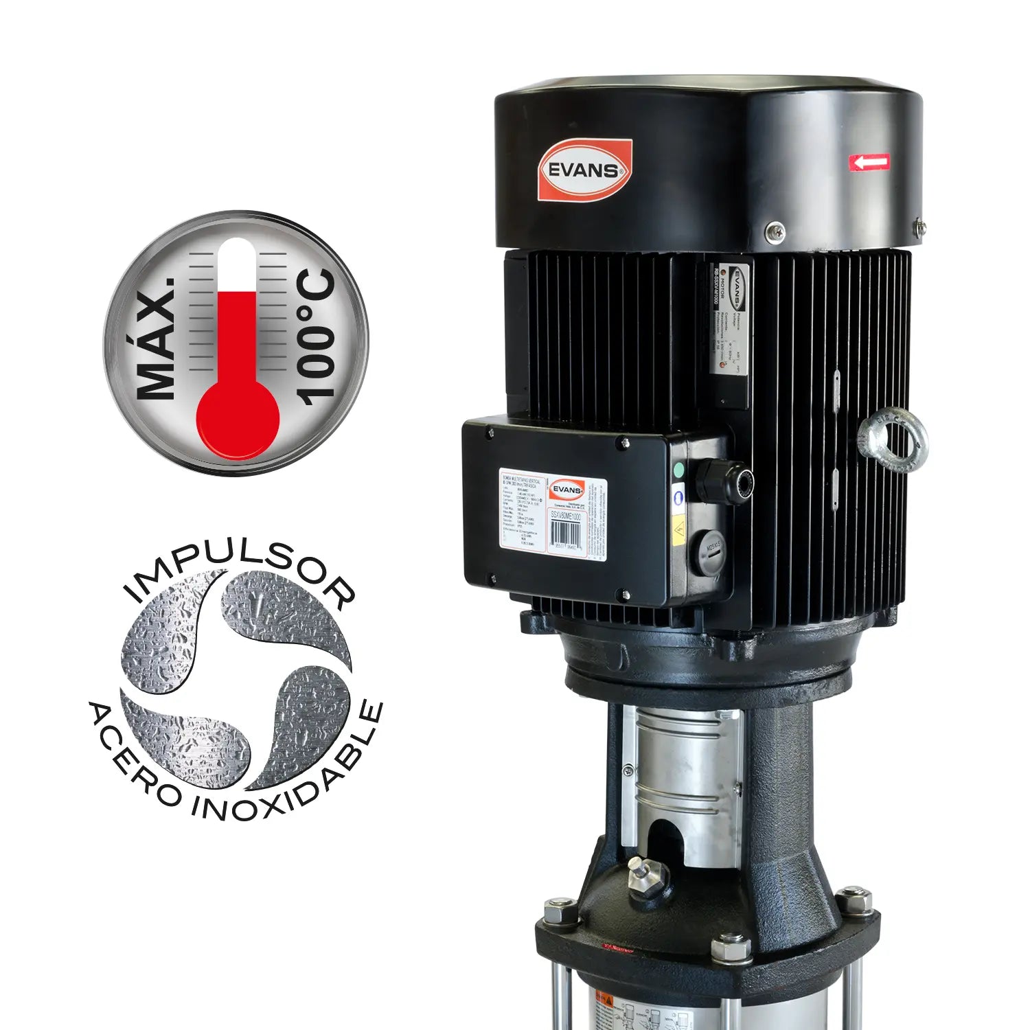 Bomba multietapas 7.5 HP 560 LPM 220/440 V trifásico Marca EVANS. Modelo: SSXV80ME0750