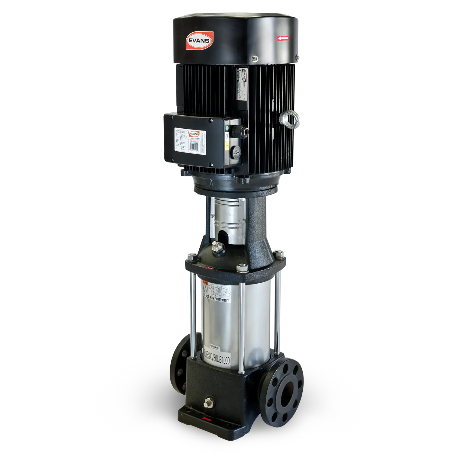 Bomba multietapas 15 HP 560 LPM 220/440 V trifásico Marca EVANS. Modelo: SSXV80ME1500