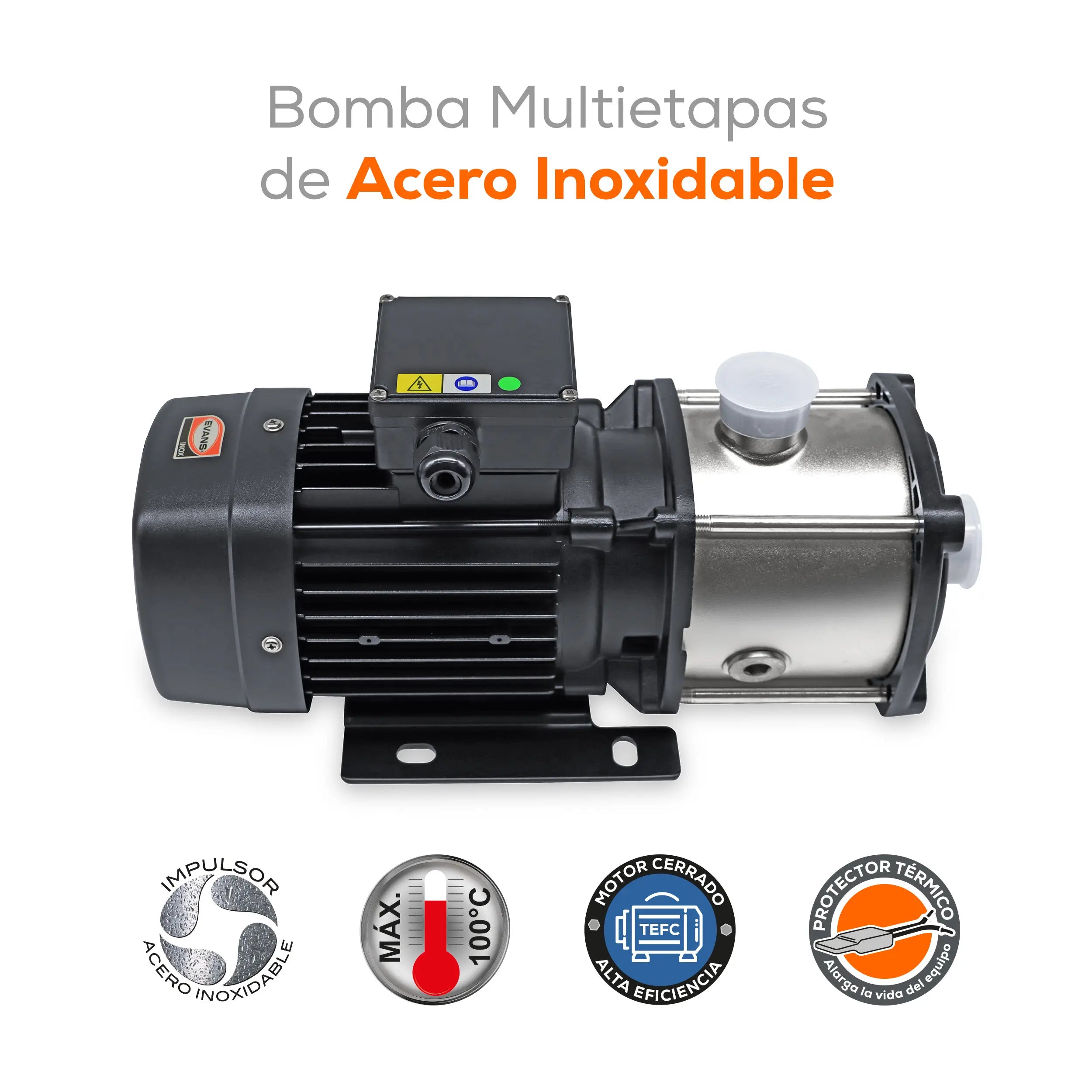 Bomba multietapas 2 HP 142 LPM 220 V monofásico Marca EVANS. Modelo: SXH25ME200