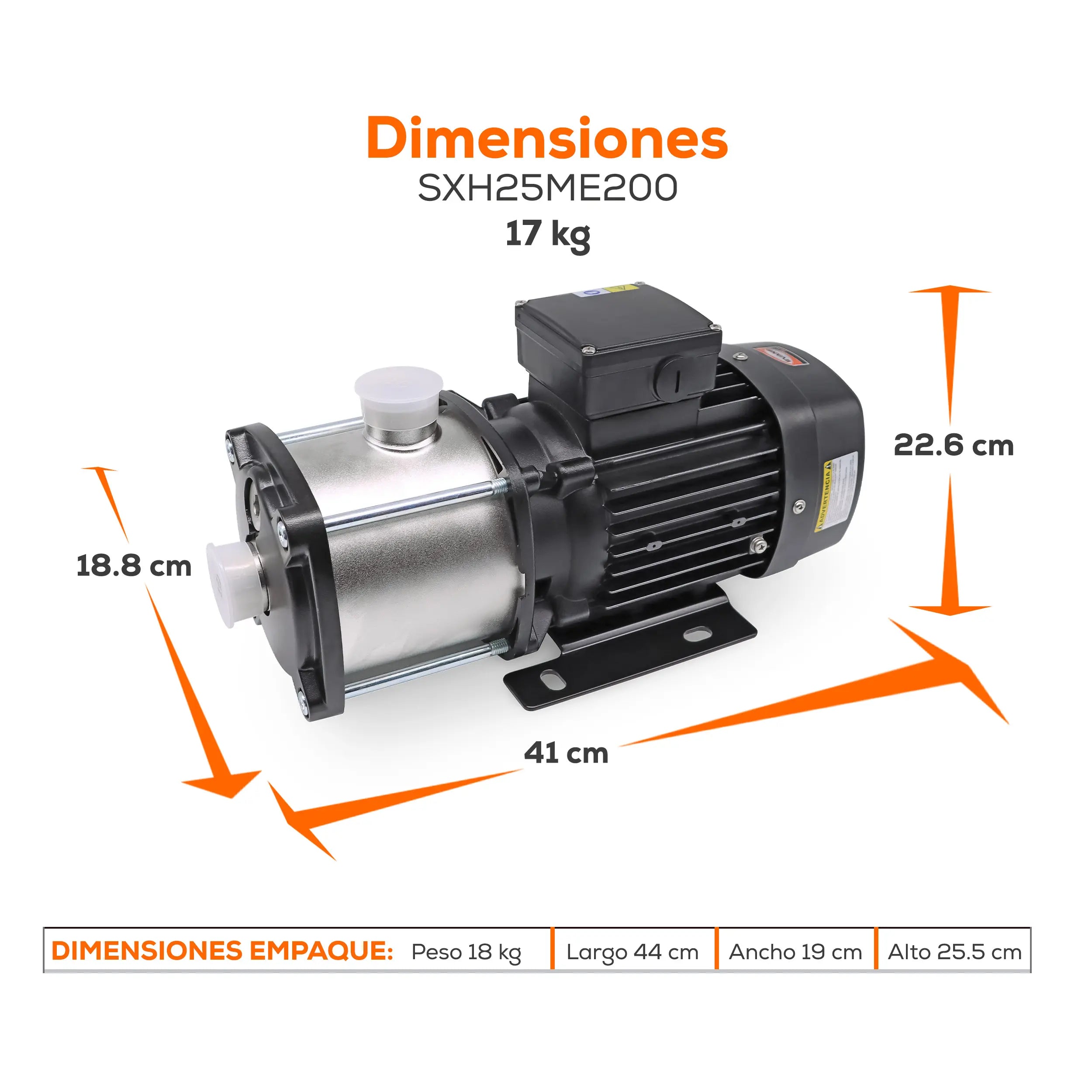 Bomba multietapas 2 HP 142 LPM 220 V monofásico Marca EVANS. Modelo: SXH25ME200