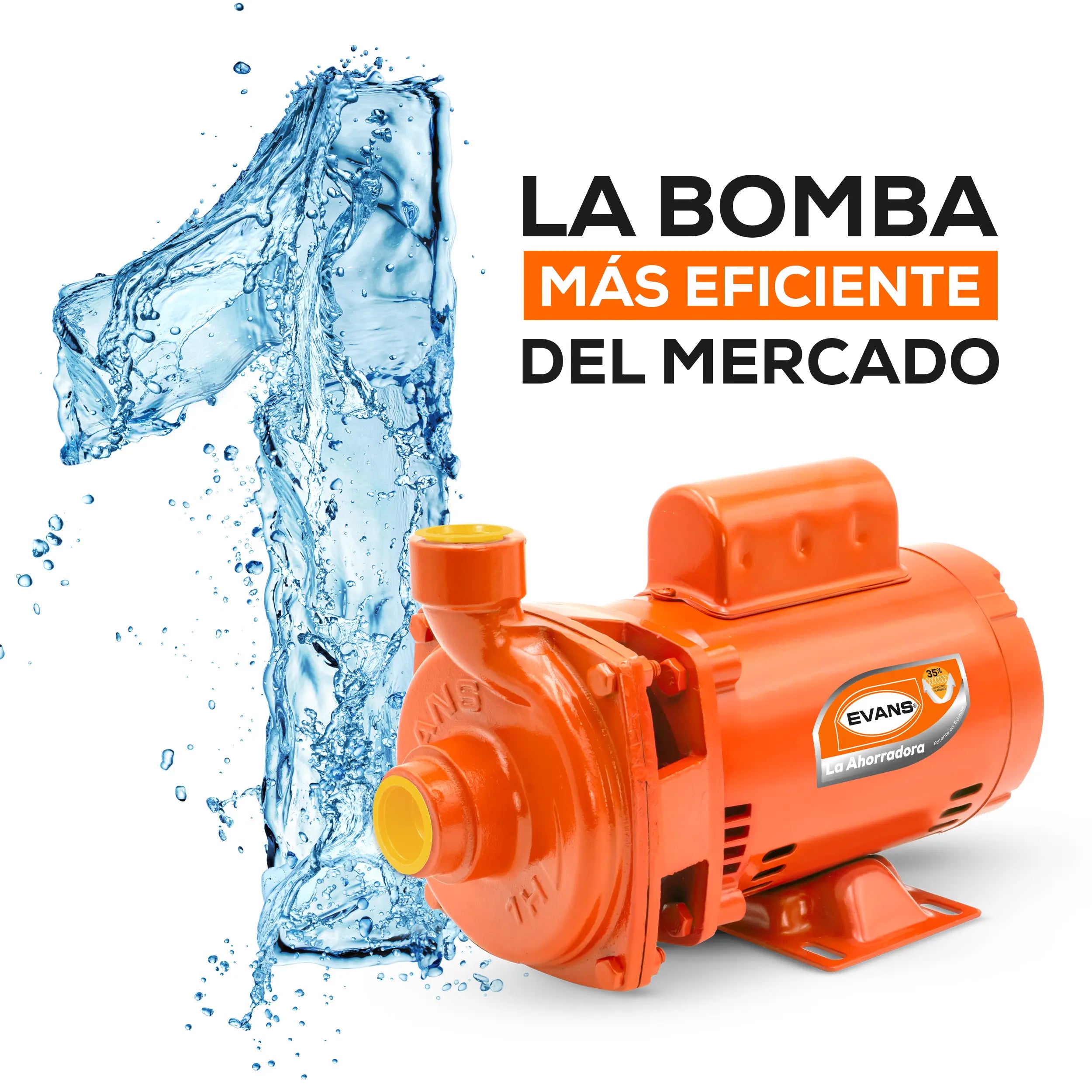 Bomba centrífuga 1/4 HP 170 LPM 127 V monofásico Marca EVANS. Modelo: 1HME025