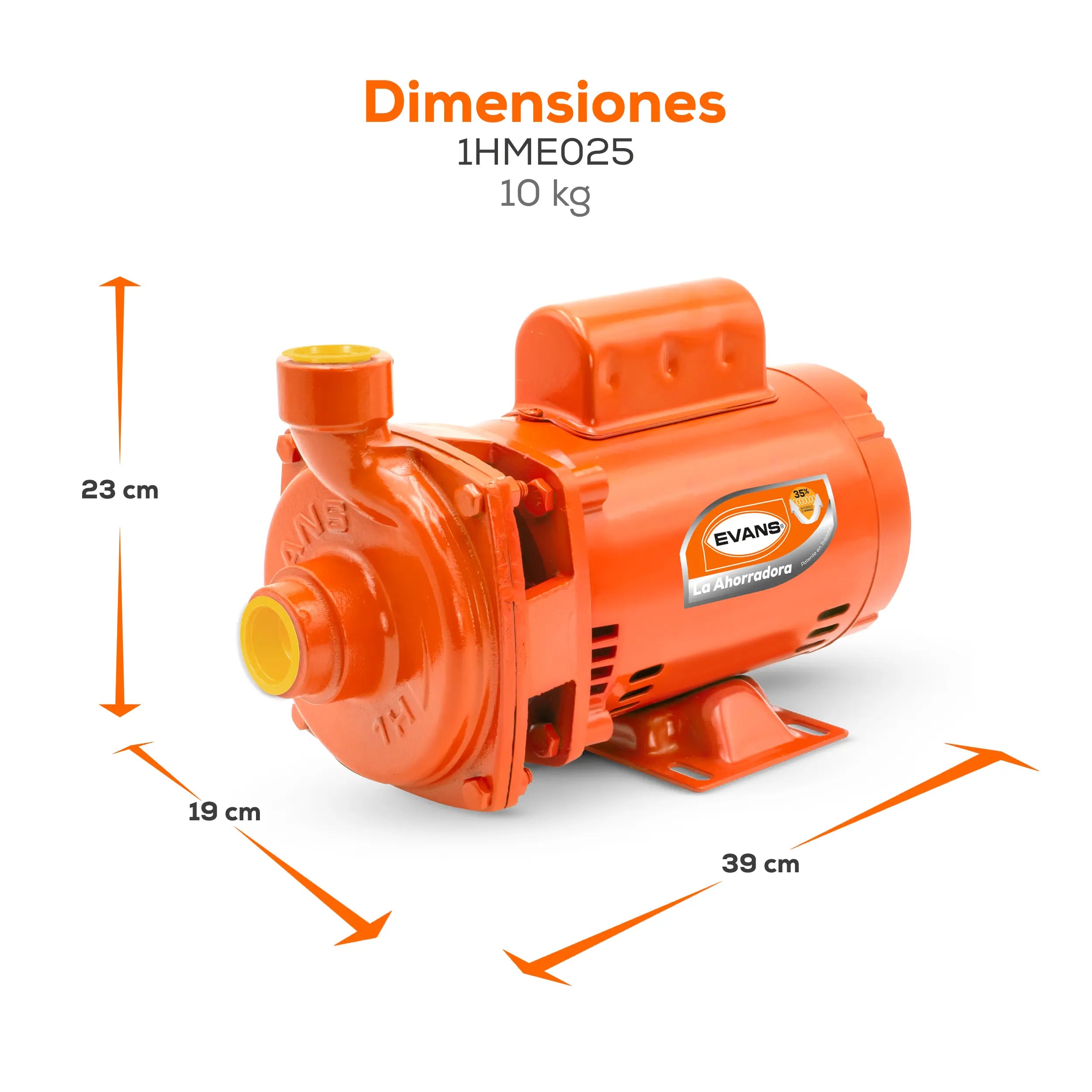 Bomba centrífuga 1/4 HP 170 LPM 127 V monofásico Marca EVANS. Modelo: 1HME025