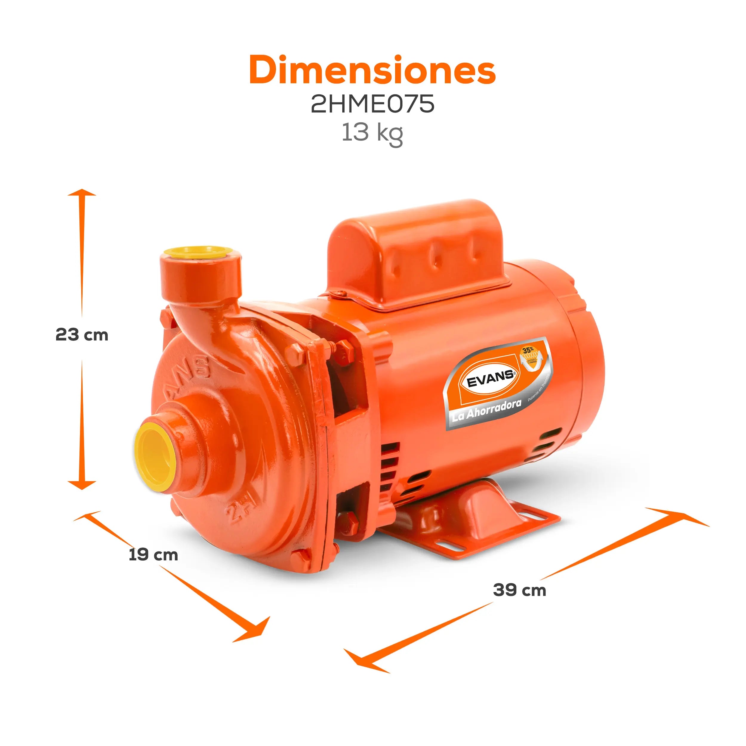 Bomba centrífuga 3/4 HP 205 LPM 127/220 V monofásico Marca EVANS. Modelo: 2HME075
