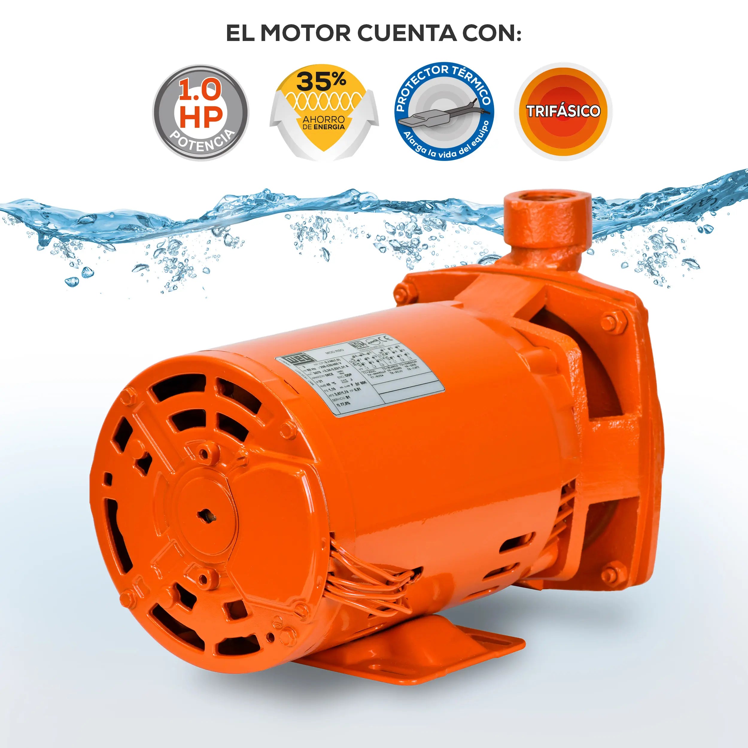 Bomba centrífuga 1 HP 180 LPM 220/440 V trifásico Marca EVANS. Modelo: 3HME0100A