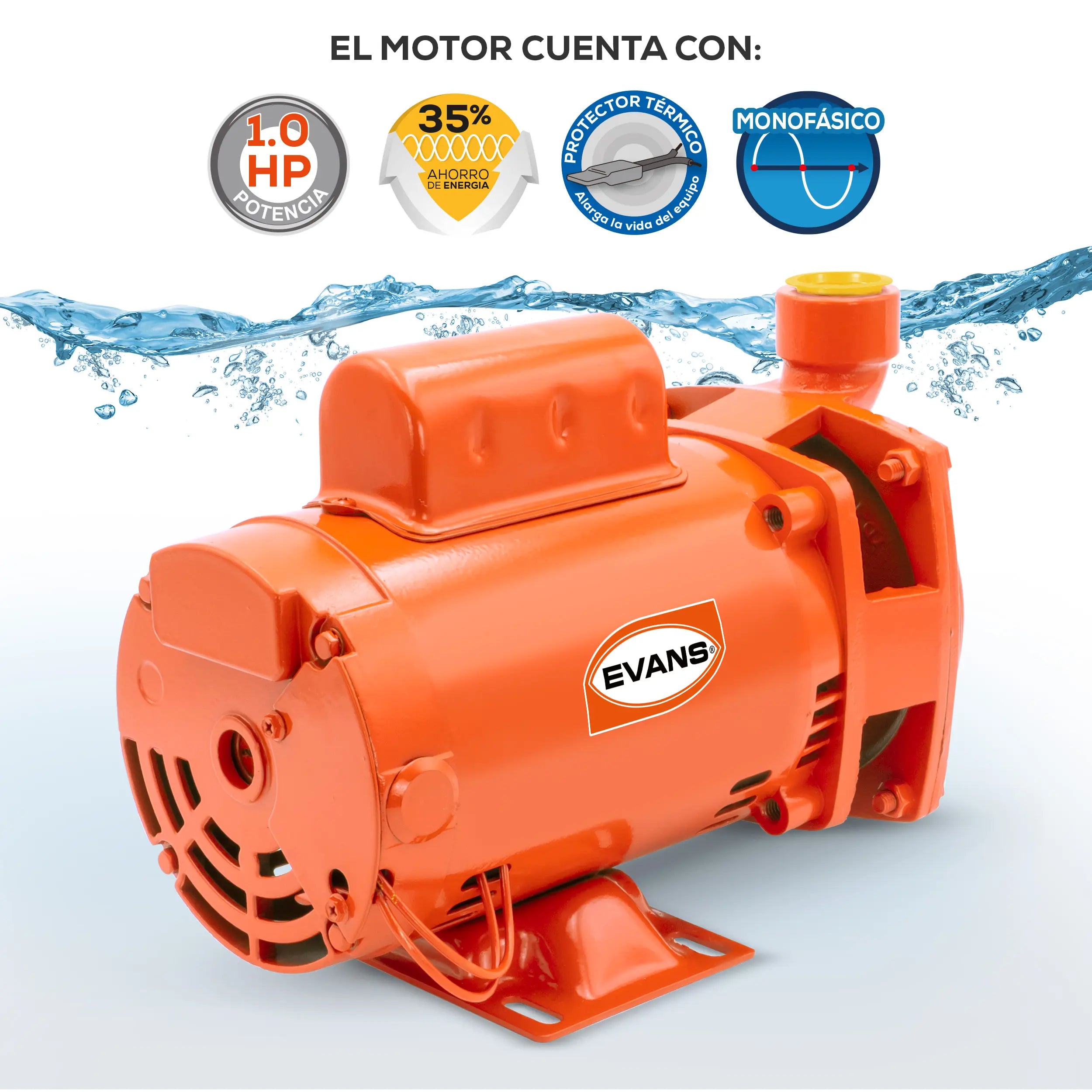 Bomba centrífuga 1 HP 245 LPM 127/220 V monofásico Marca EVANS. Modelo: 3HME100