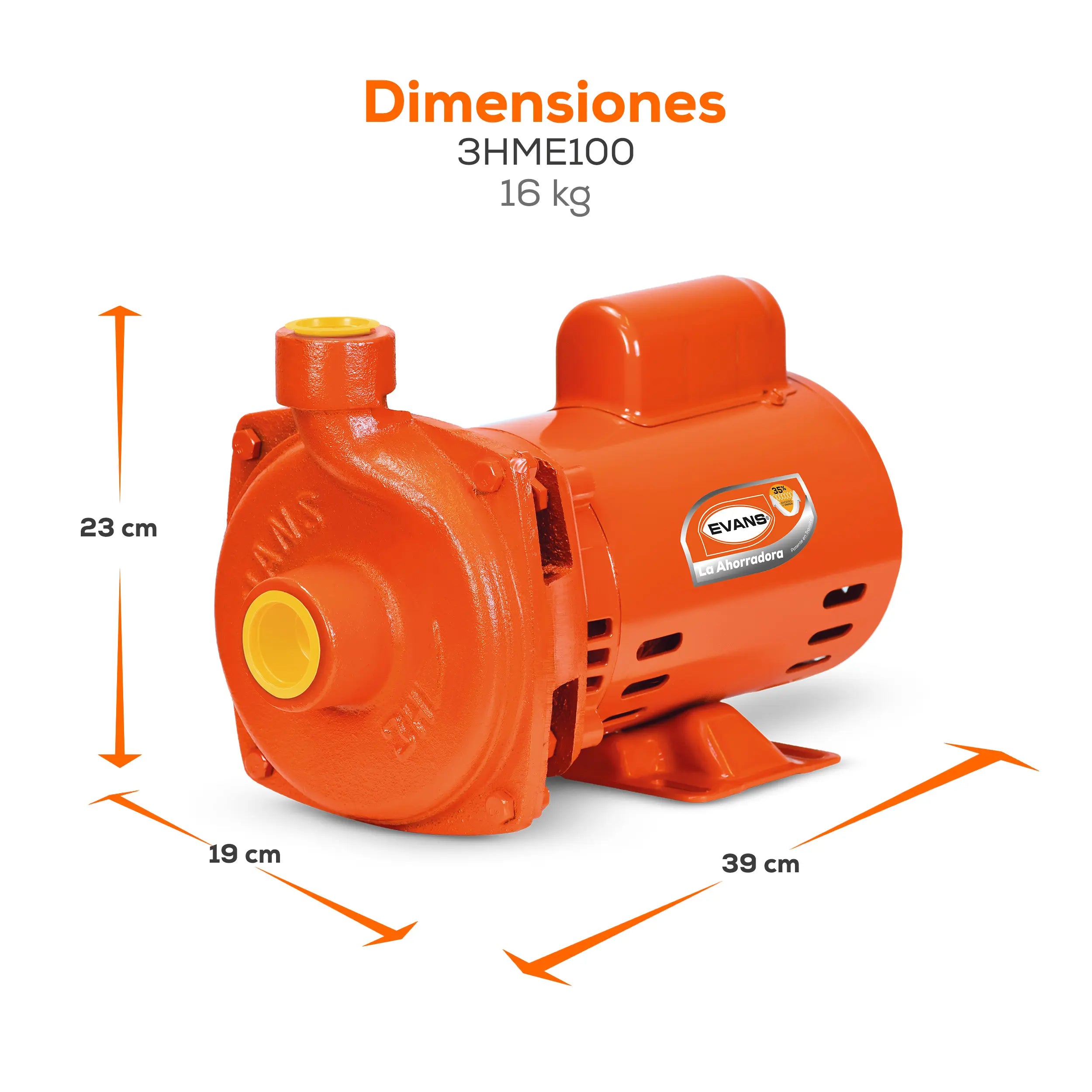 Bomba centrífuga 1 HP 245 LPM 127/220 V monofásico Marca EVANS. Modelo: 3HME100