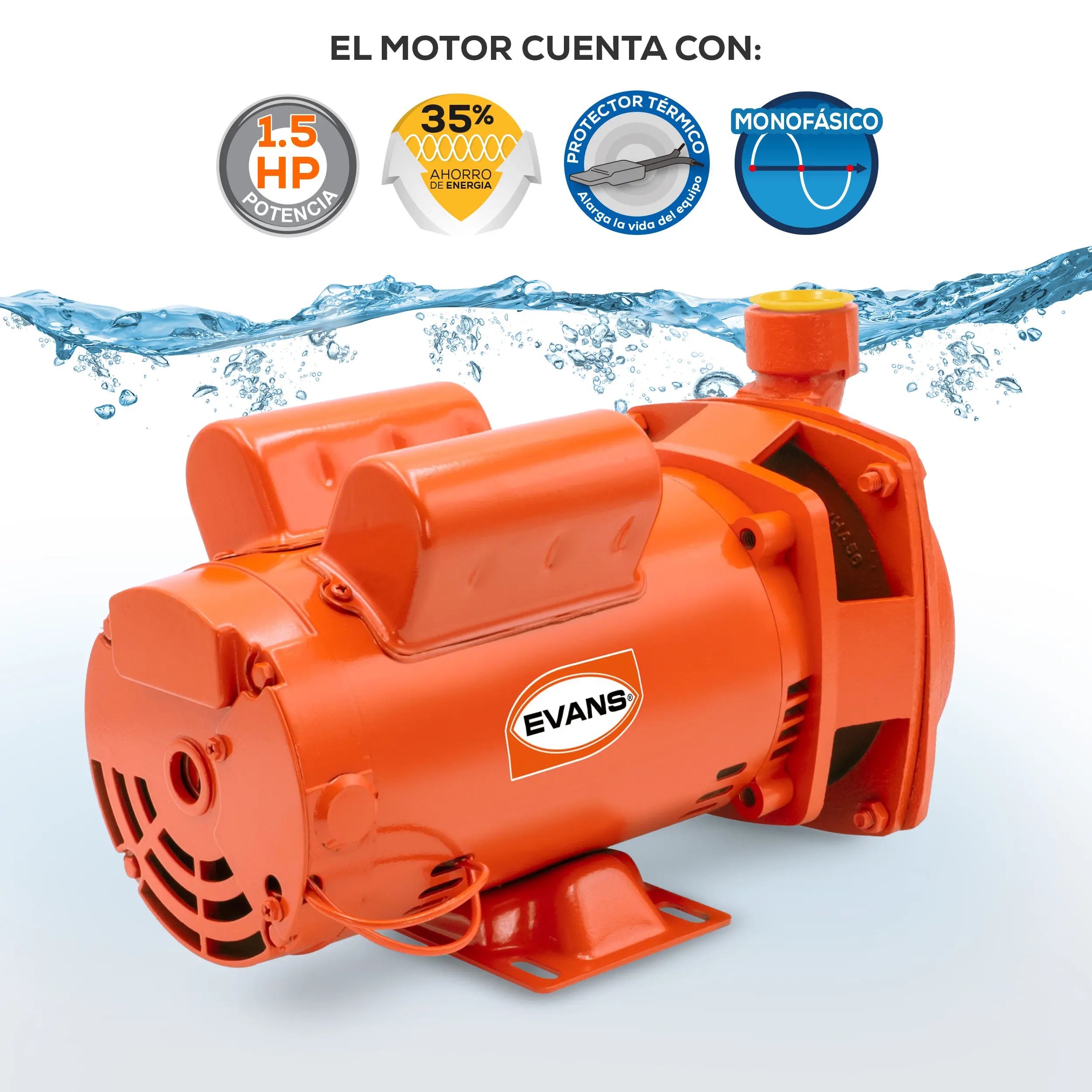 Bomba centrífuga 1.5 HP 240 LPM 127/220 V monofásico Marca EVANS. Modelo: 4HME150