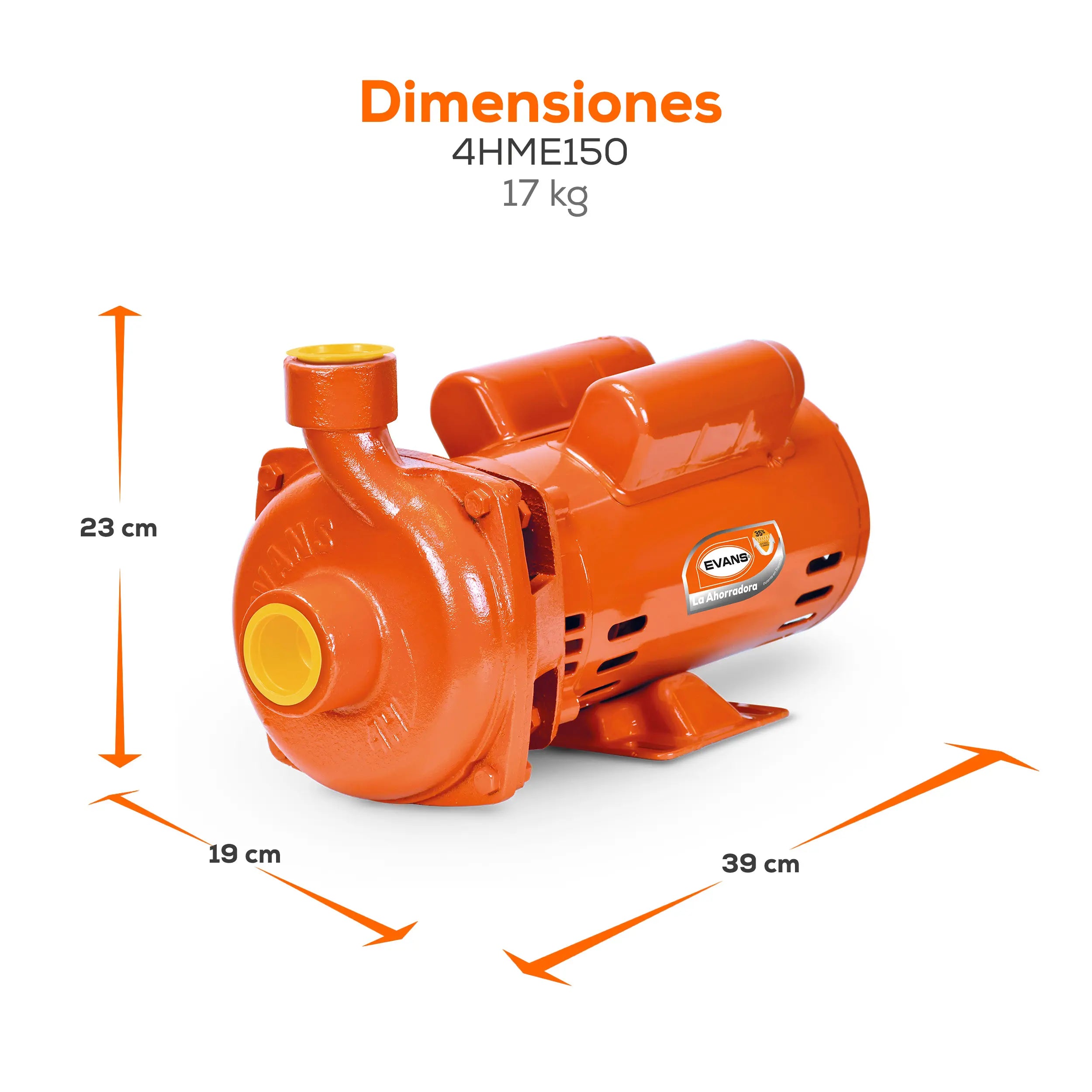 Bomba centrífuga 1.5 HP 240 LPM 127/220 V monofásico Marca EVANS. Modelo: 4HME150