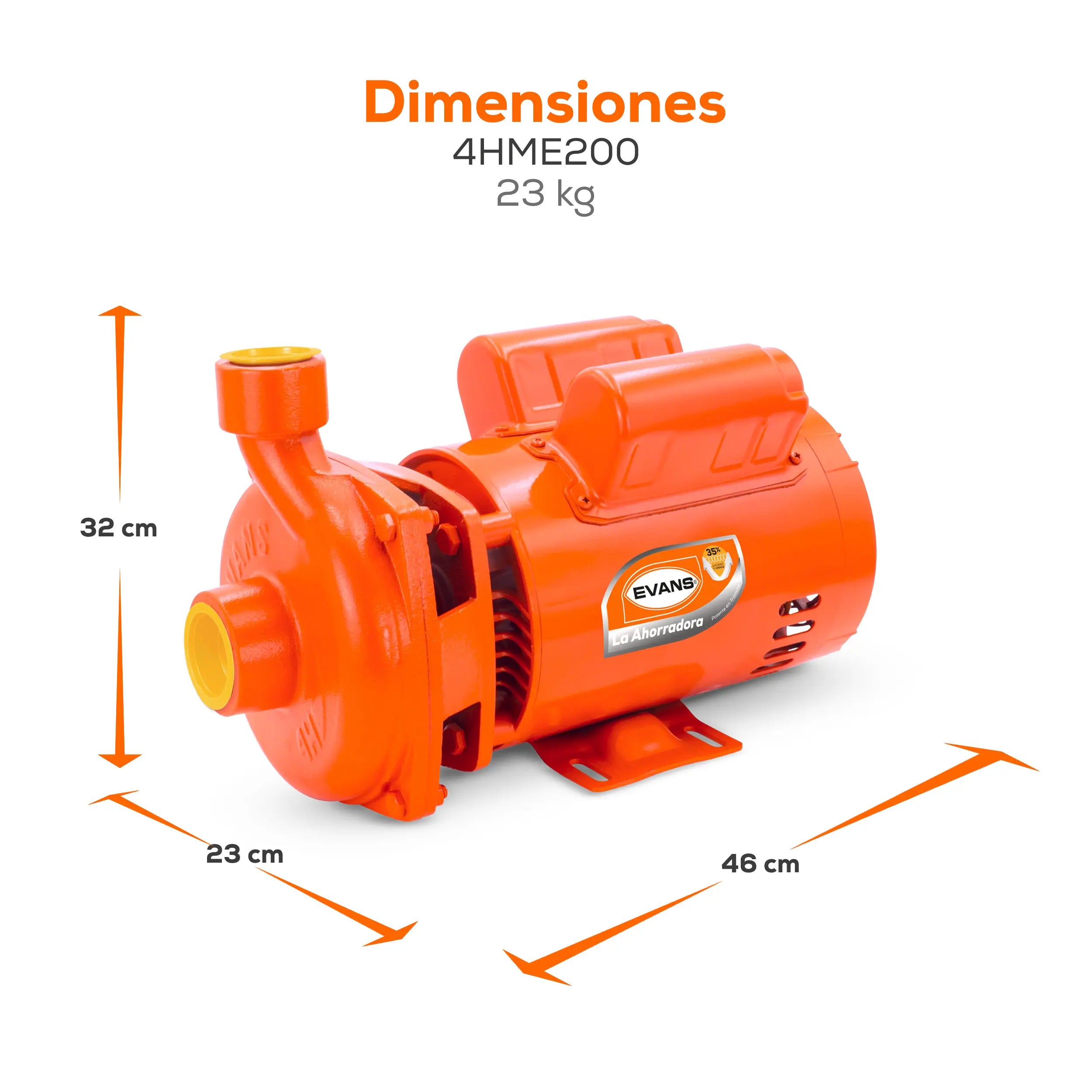 Bomba centrífuga 2 HP 300 LPM 127/220 V monofásico Marca EVANS. Modelo: 4HME200
