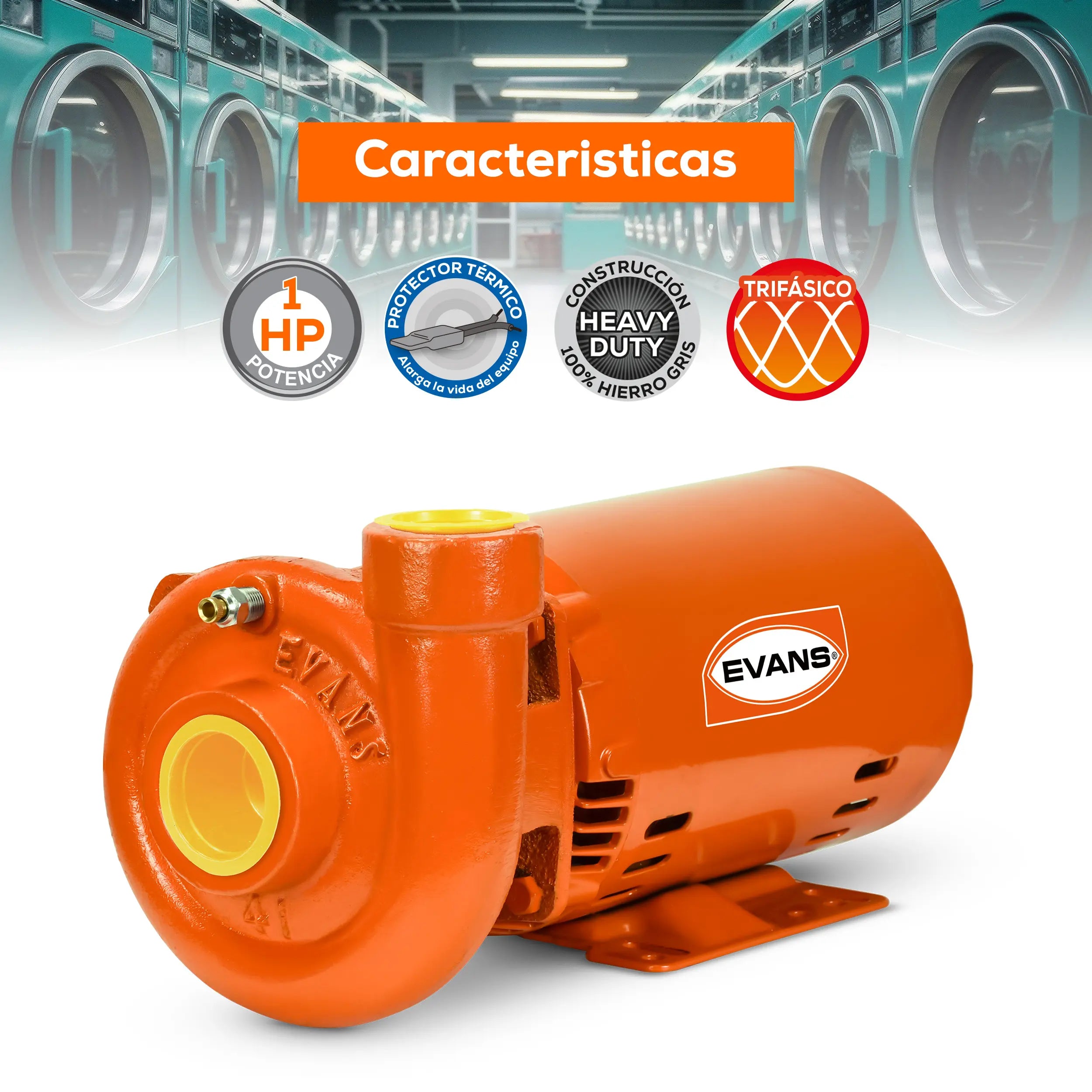 Bomba centrífuga 1 HP 220/440 V trifàsico Marca EVANS. Modelo: 4IME0100A