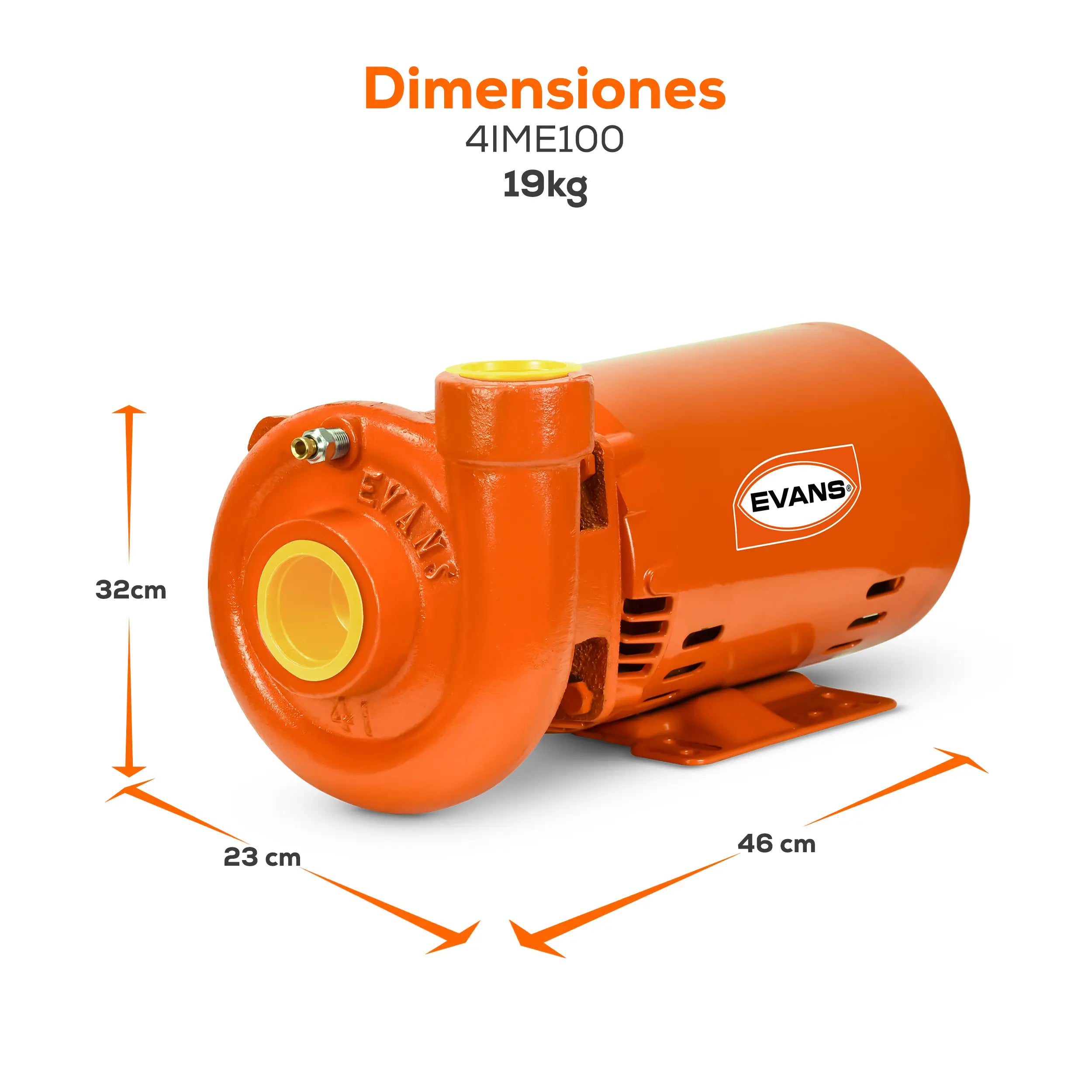 Bomba centrífuga 1 HP 127/220 V monofásico 270 LPM Marca EVANS. Modelo: 4IME100