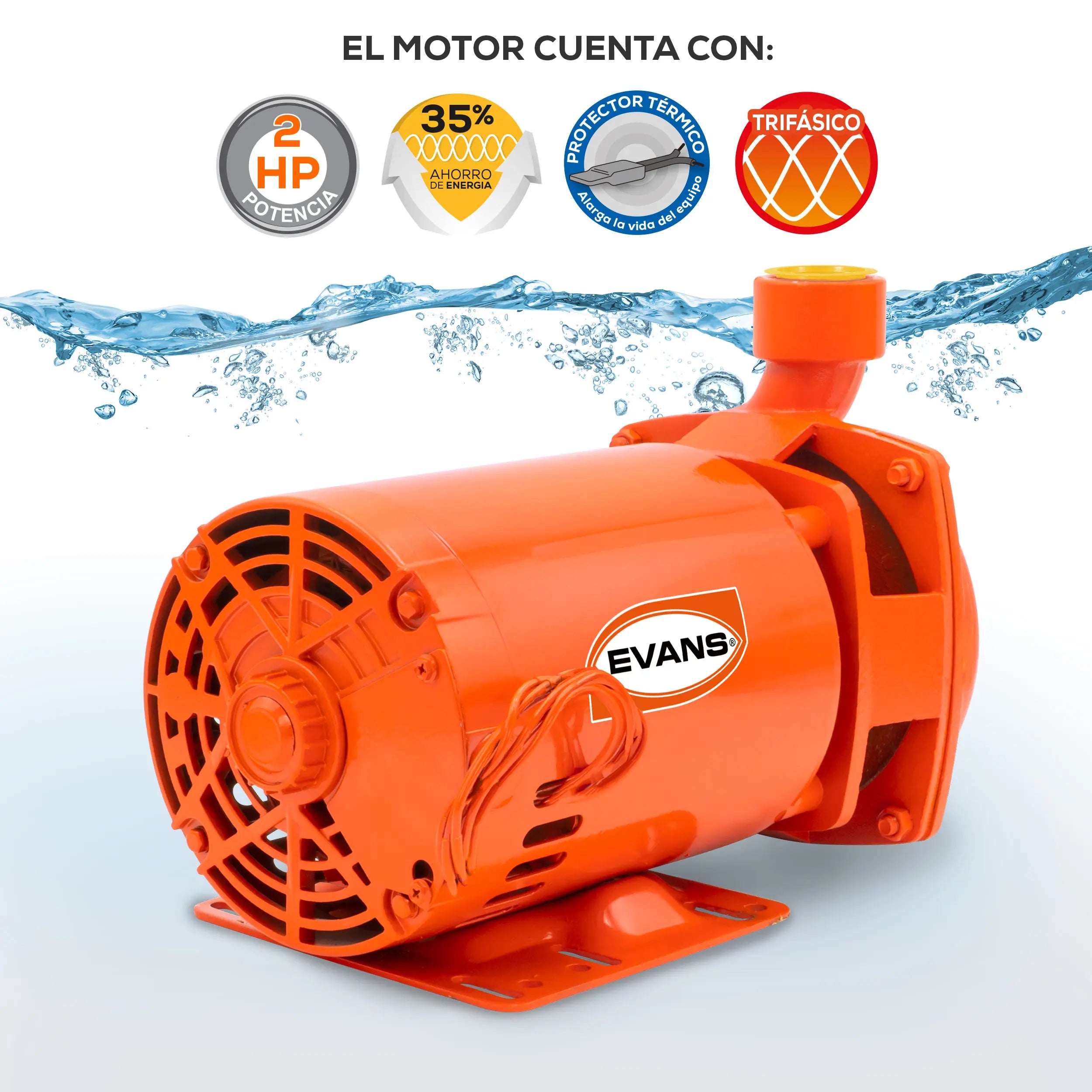 Bomba centrífuga 2 HP 275 LPM 220/440 V trifásico Marca EVANS. Modelo: 5HME0200A