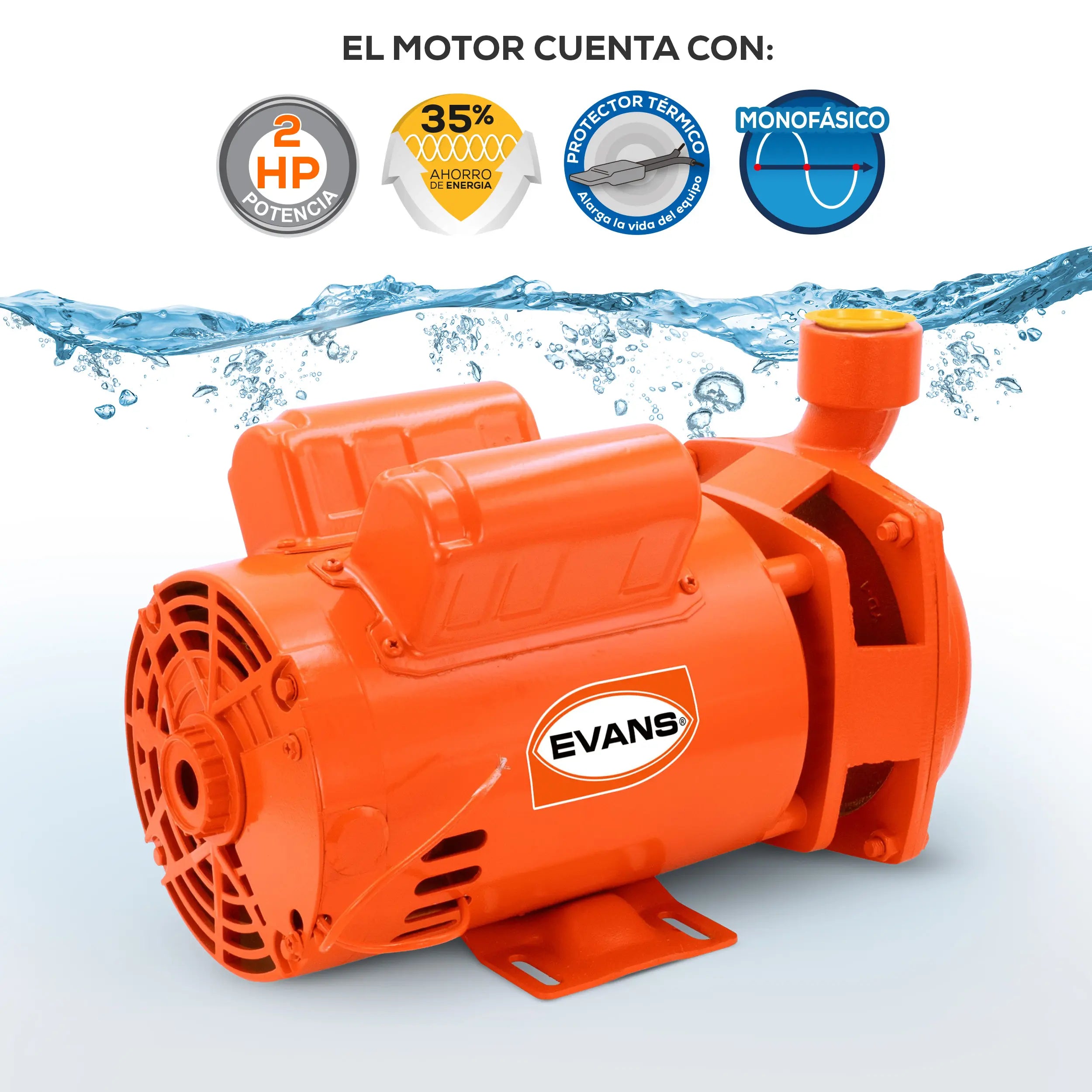 Bomba centrífuga 2 HP 275 LPM 127/220 V monofásico Marca EVANS. Modelo: 5HME200