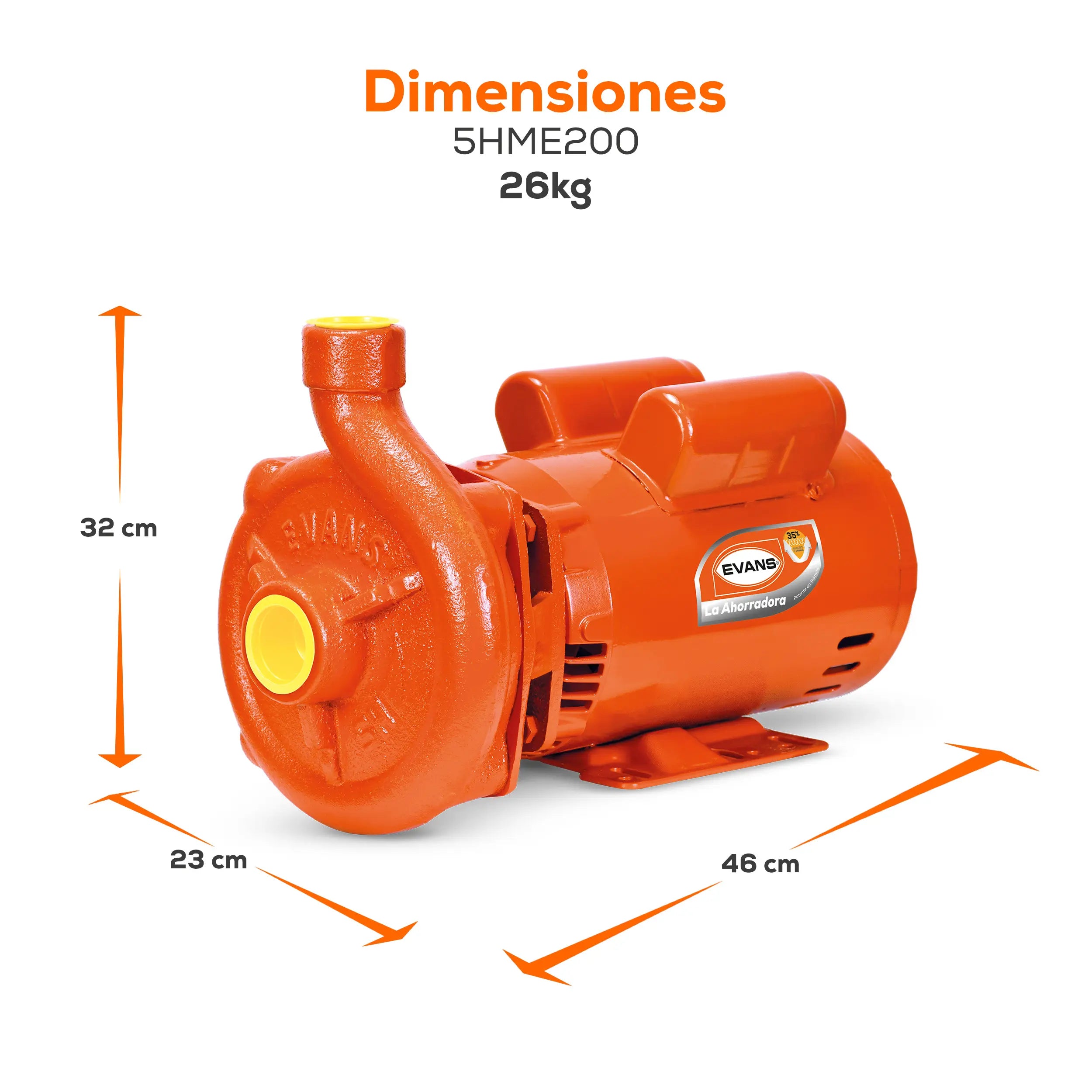 Bomba centrífuga 2 HP 275 LPM 127/220 V monofásico Marca EVANS. Modelo: 5HME200