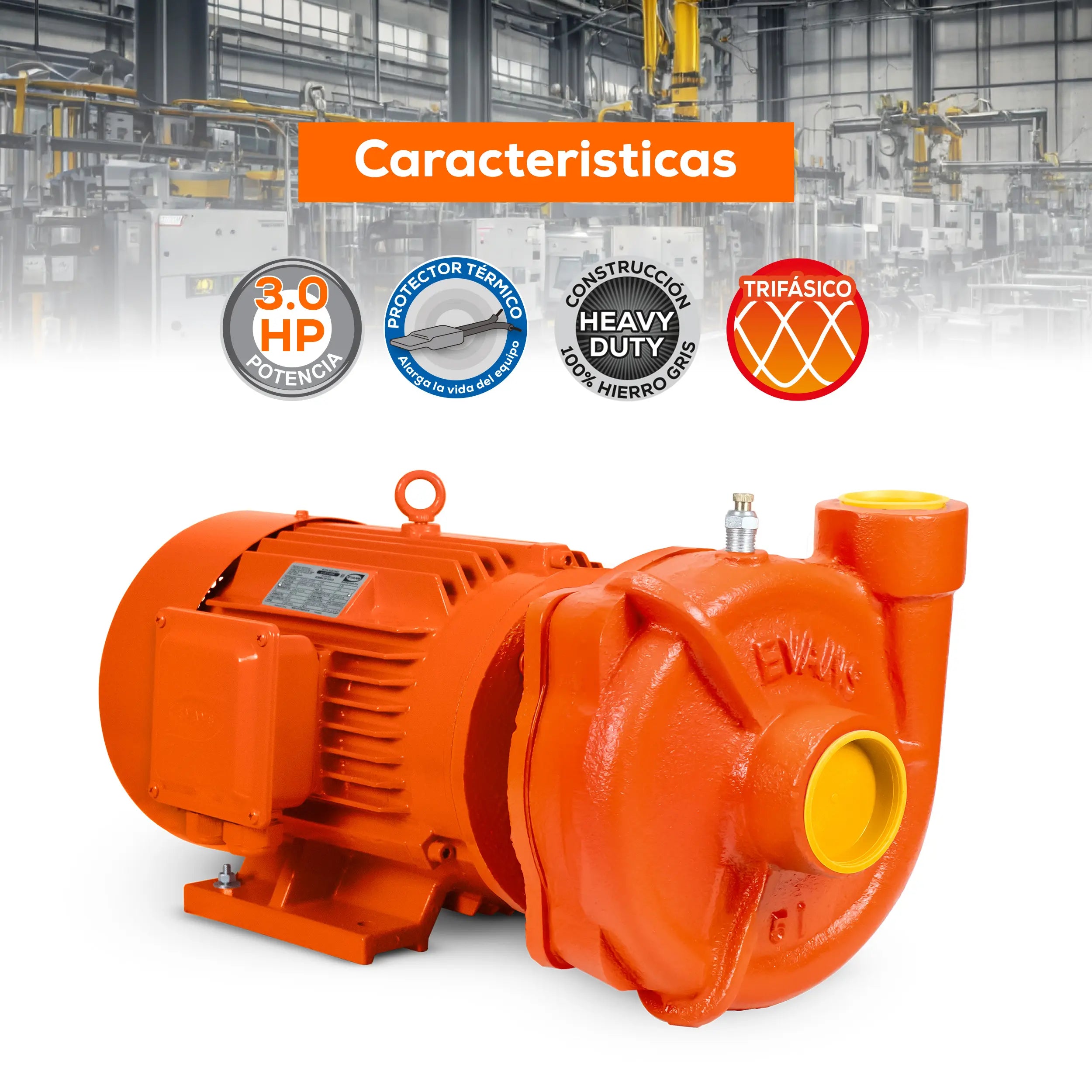 Bomba centrífuga 3 HP 650 LPM 220/440 V trifásico Marca EVANS. Modelo: 5IME0300