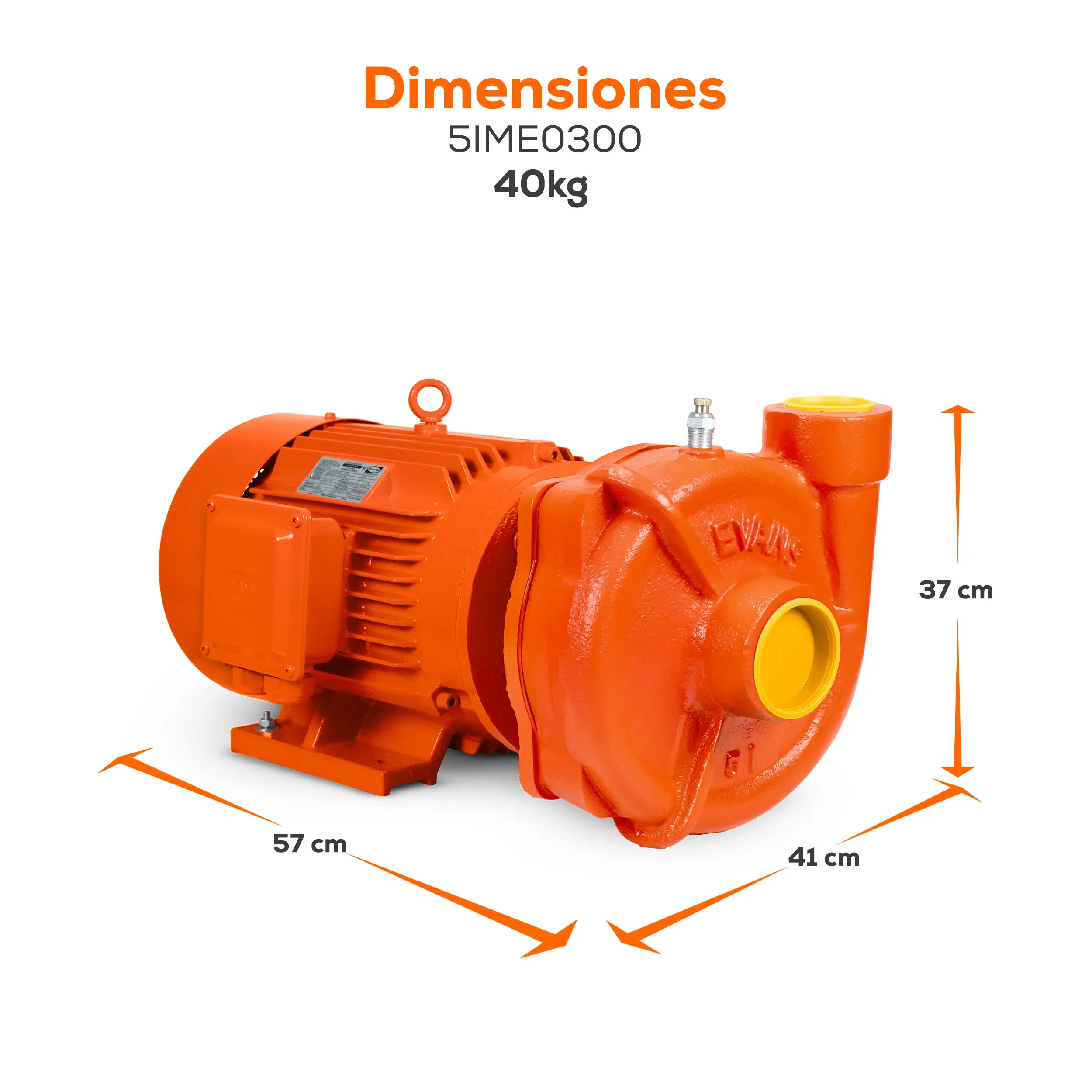 Bomba centrífuga 3 HP 650 LPM 220/440 V trifásico Marca EVANS. Modelo: 5IME0300