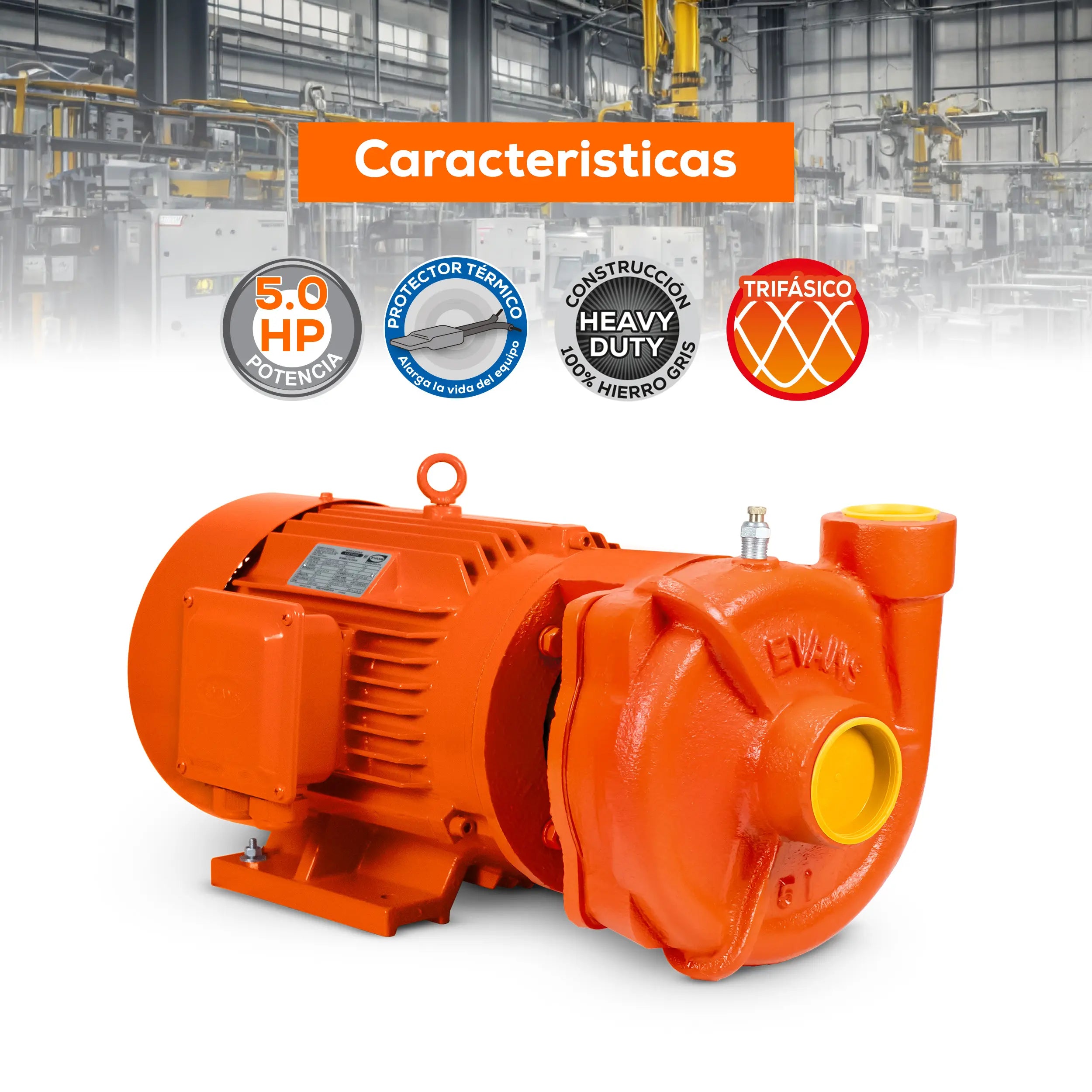 Bomba centrífuga 5 HP 823 LPM 220/440 V trifásico Marca EVANS. Modelo: 5IME0500