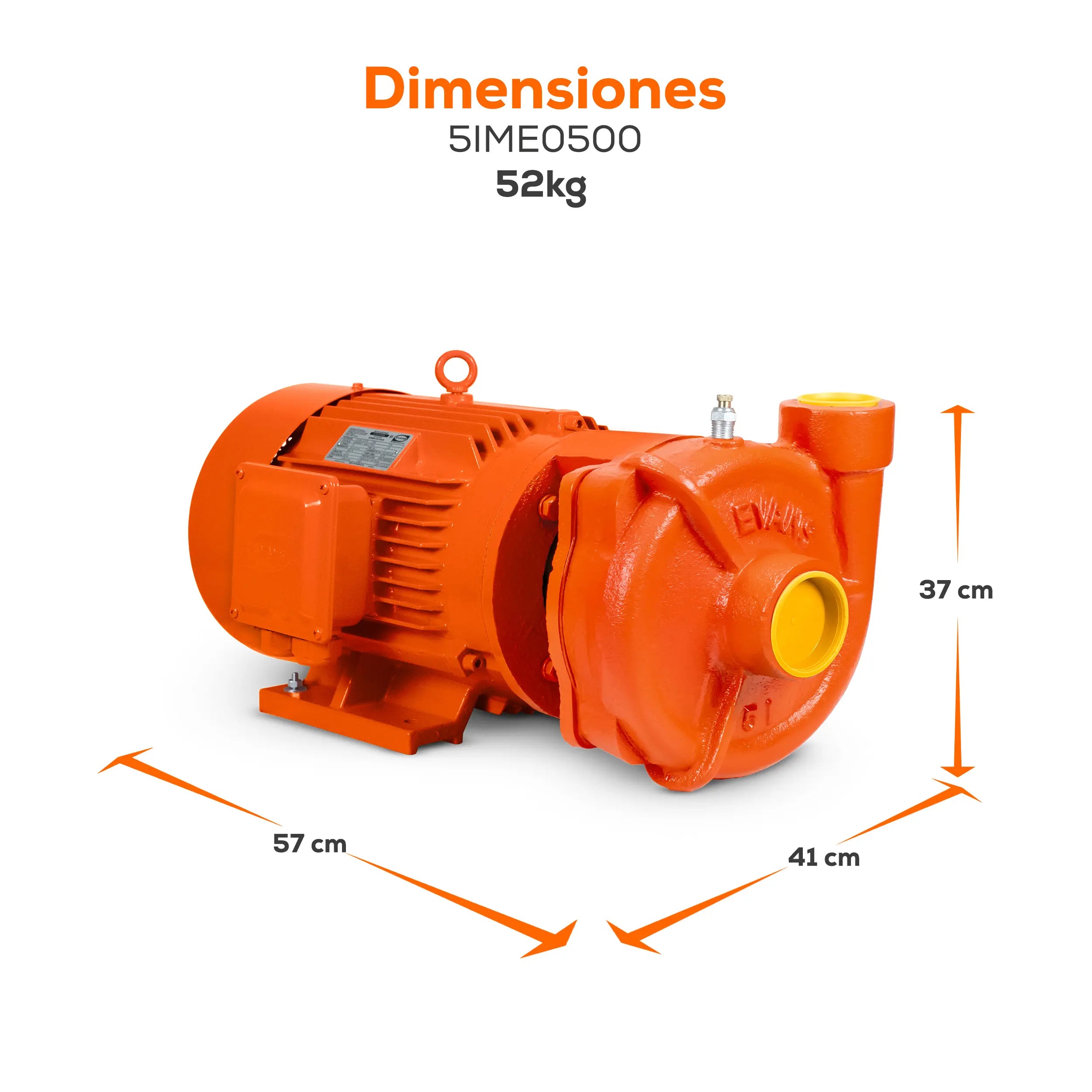 Bomba centrífuga 5 HP 823 LPM 220/440 V trifásico Marca EVANS. Modelo: 5IME0500
