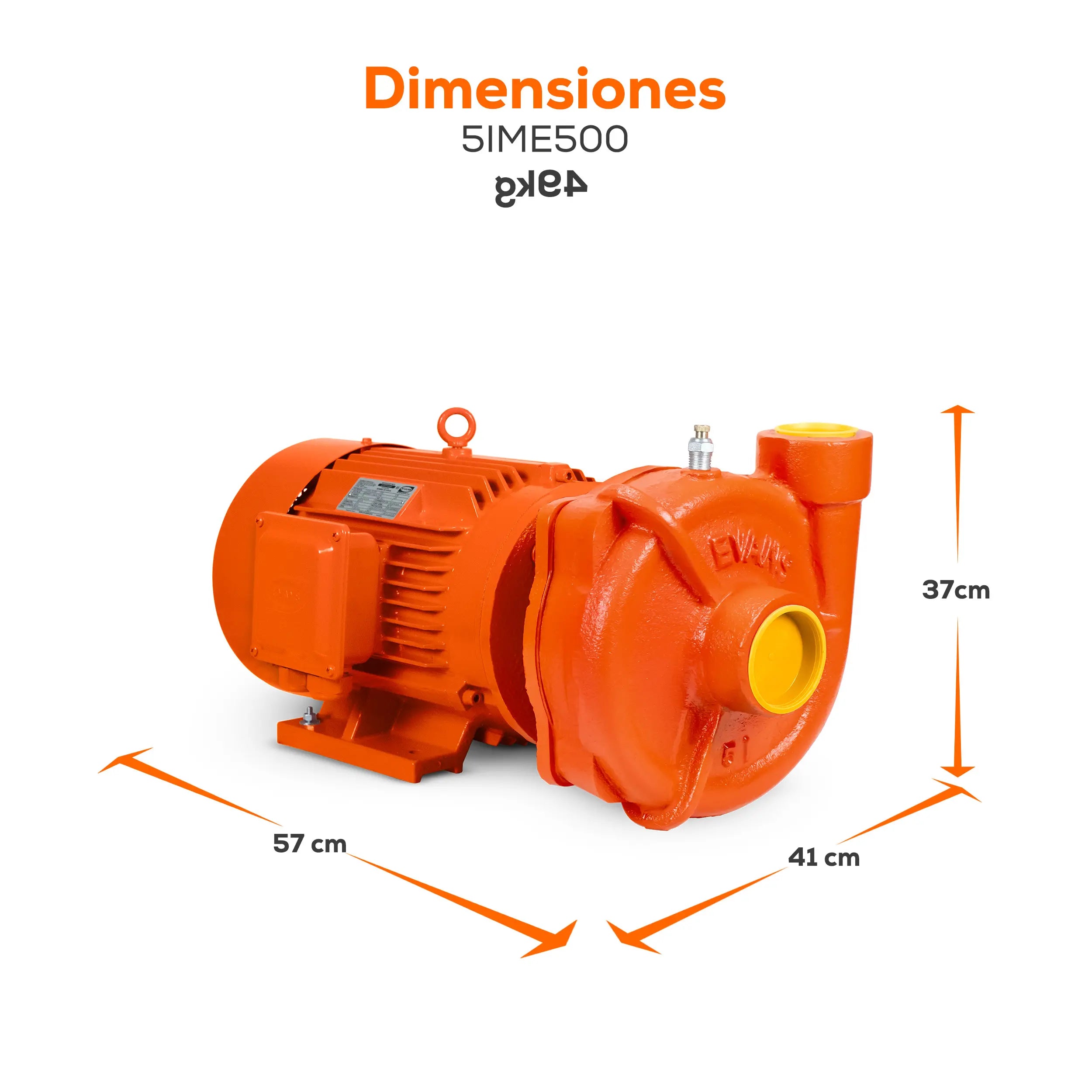Bomba centrífuga 3 HP 650 LPM 220 V monofásico Marca EVANS. Modelo: 5IME300