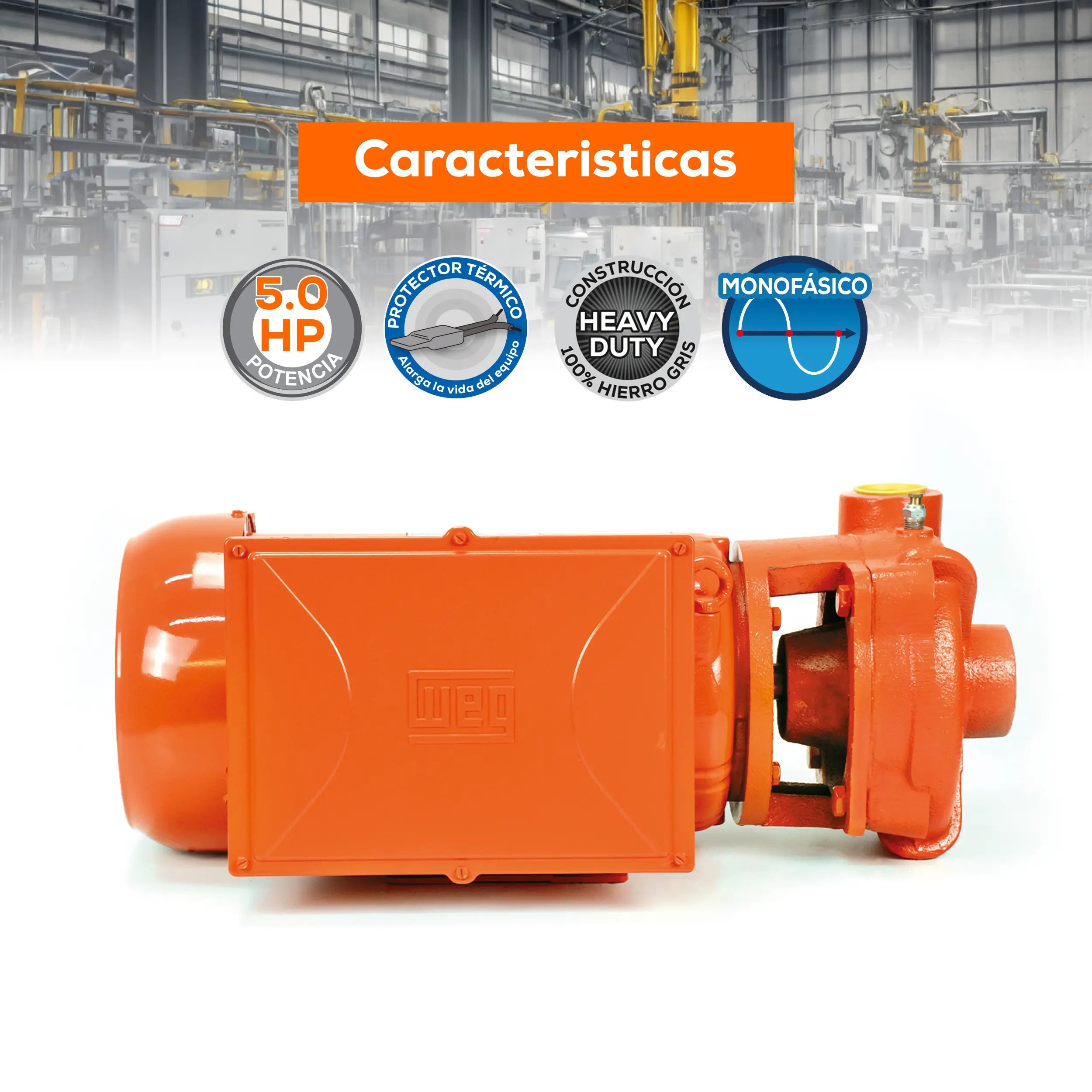 Bomba centrífuga 5 HP 823 LPM 220 V monofásico Marca EVANS. Modelo: 5IME500